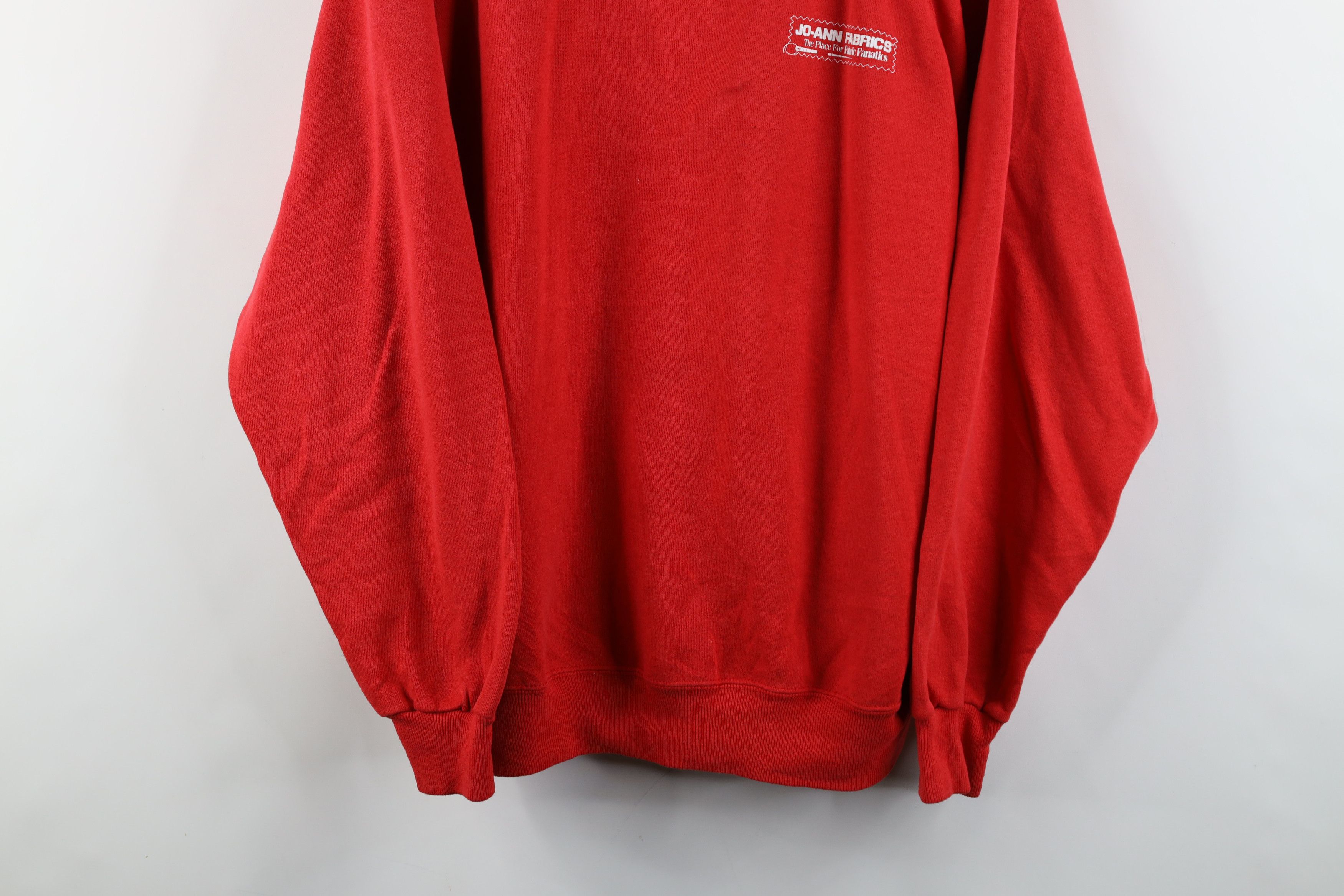 Vintage Vintage 80s 90s Spell Out JoAnn Fabrics Sweatshirt Red USA Size XL / US 12-14 / IT 48-50 - 3 Thumbnail