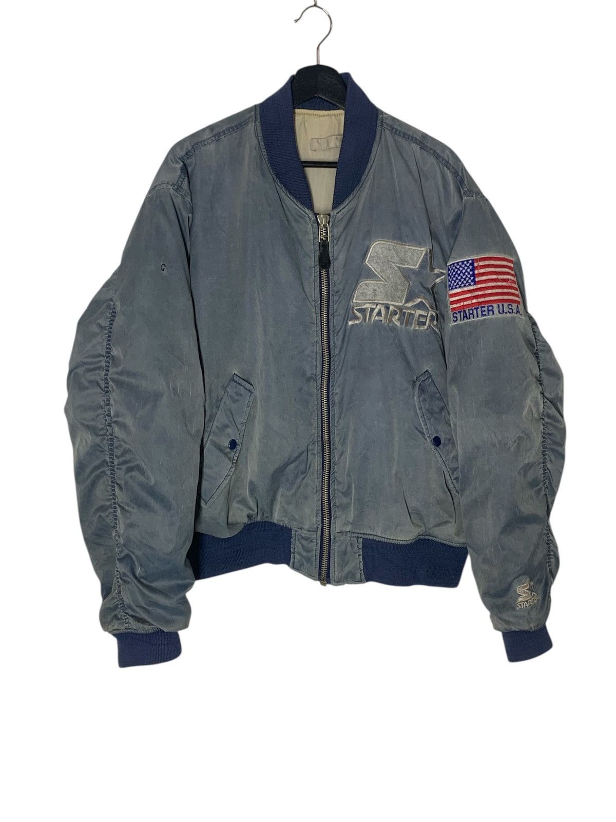 Starter Vintage STARTER Bomber Jacket Distressed Size US L / EU 52-54 / 3 - 1 Thumbnail