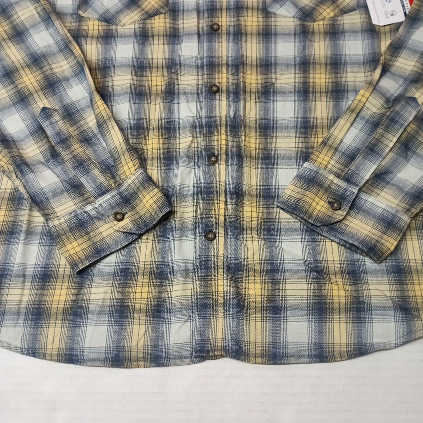 Wrangler Wrangler Cowboy Wash Shirt Men's Size 3XL Blue Yellow Plaid Size US XXL / EU 58 / 5 - 2 Thumbnail