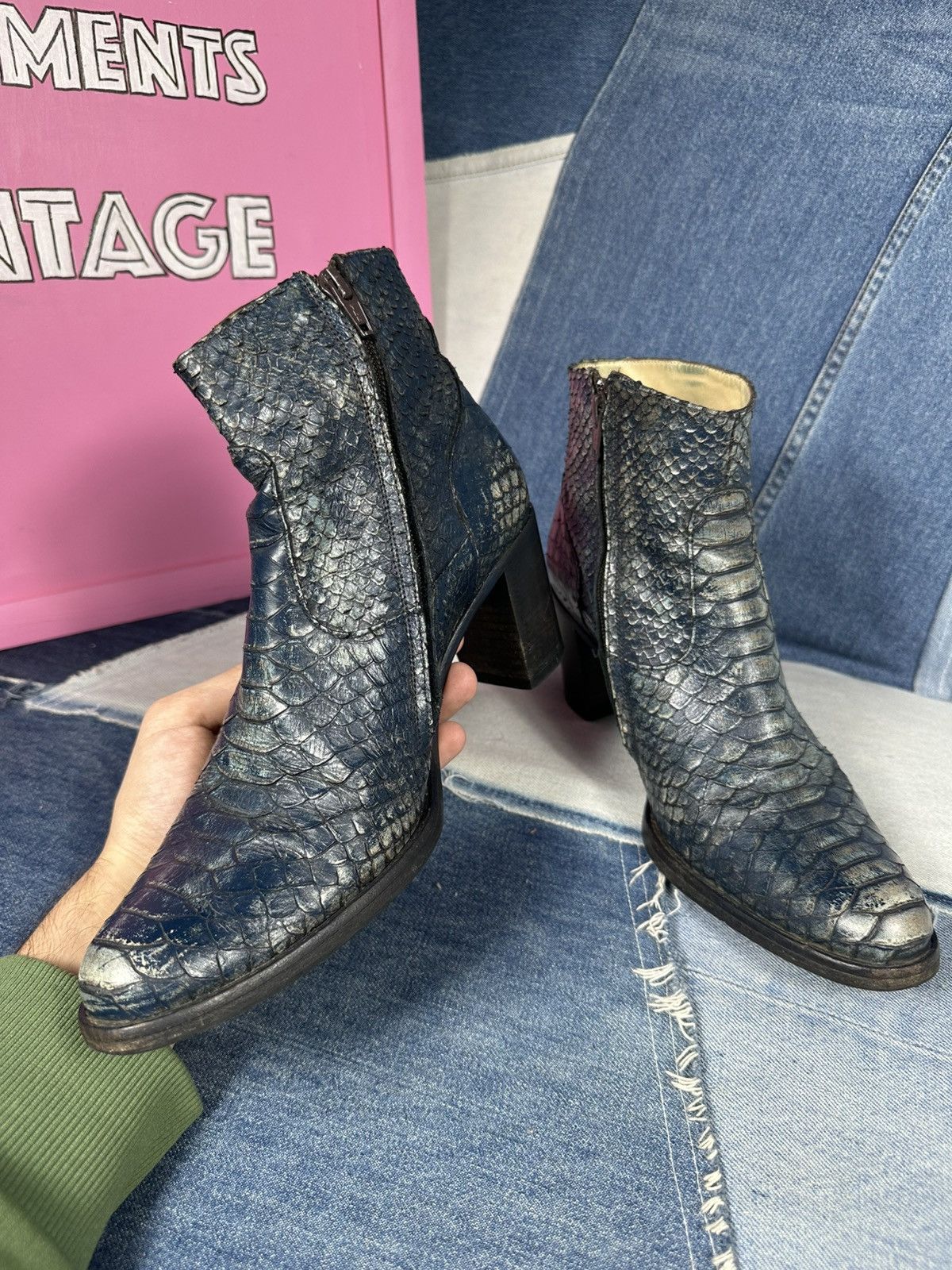 Other Free Lance Heels Ankle Boots Exotic Leather Snake Cowboy Size US 8 / IT 38 - 8 Thumbnail