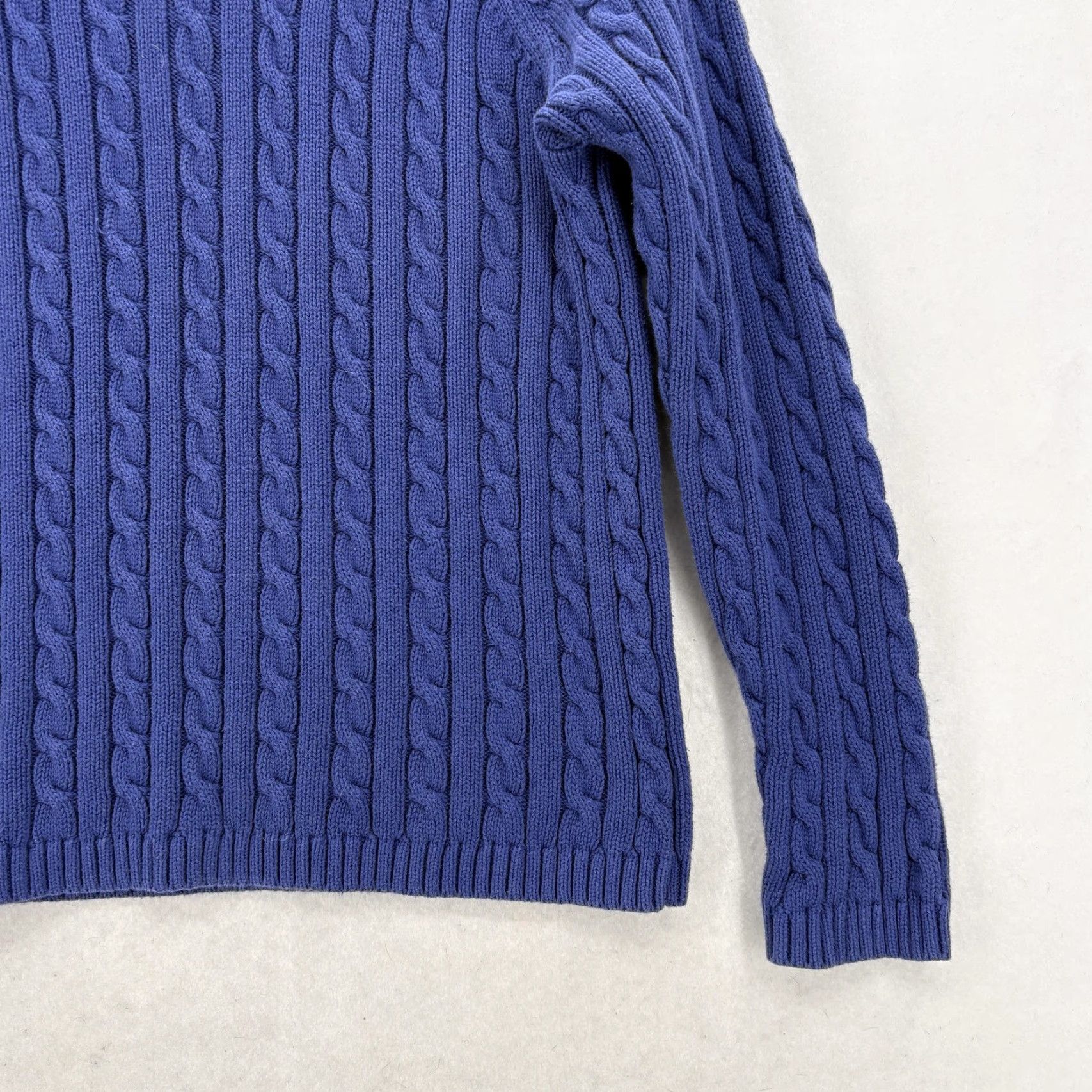 Vintage VINTAGE L.L.Bean Sweater Womens M Blue Cable-Knit Crew Neck Pullover Fisherman 90s Casual Womens Regular Knit Size M / US 6-8 / IT 42-44 - 3 Thumbnail