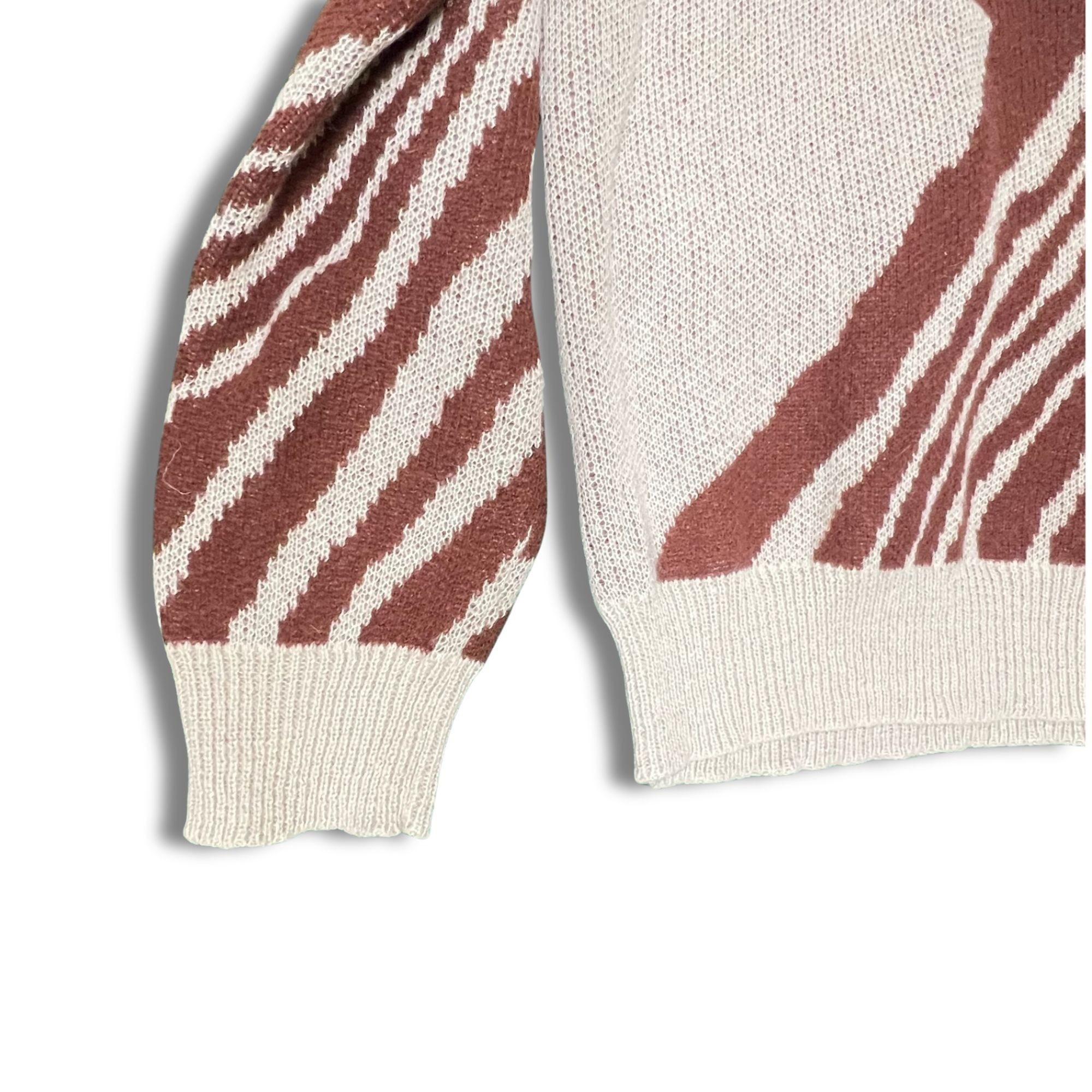 Other Brown & Beige Swirl Pattern Crew Neck Knit Pullover Sweater Size L / US 10 / IT 46 - 4 Thumbnail