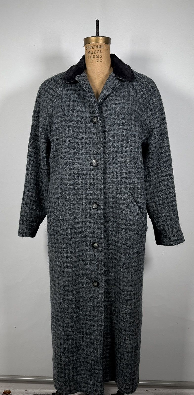 L.L. Bean Vintage 80s Made in USA LL Bean Wool Checkered Overcoat Size M / US 6-8 / IT 42-44 - 1 Thumbnail