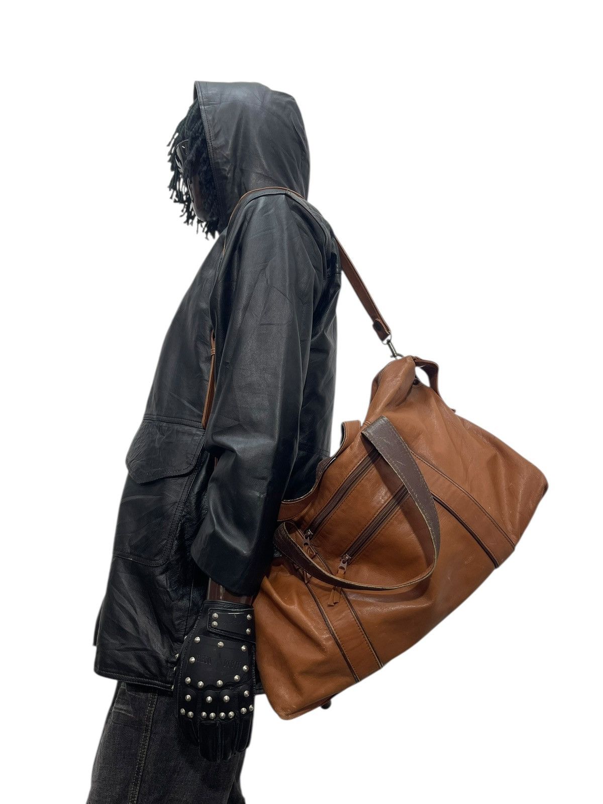 Leather Real Leather Patina Vtg Unknown Japan Duffle Travel Bag 9🟩 Size ONE SIZE - 2 Thumbnail