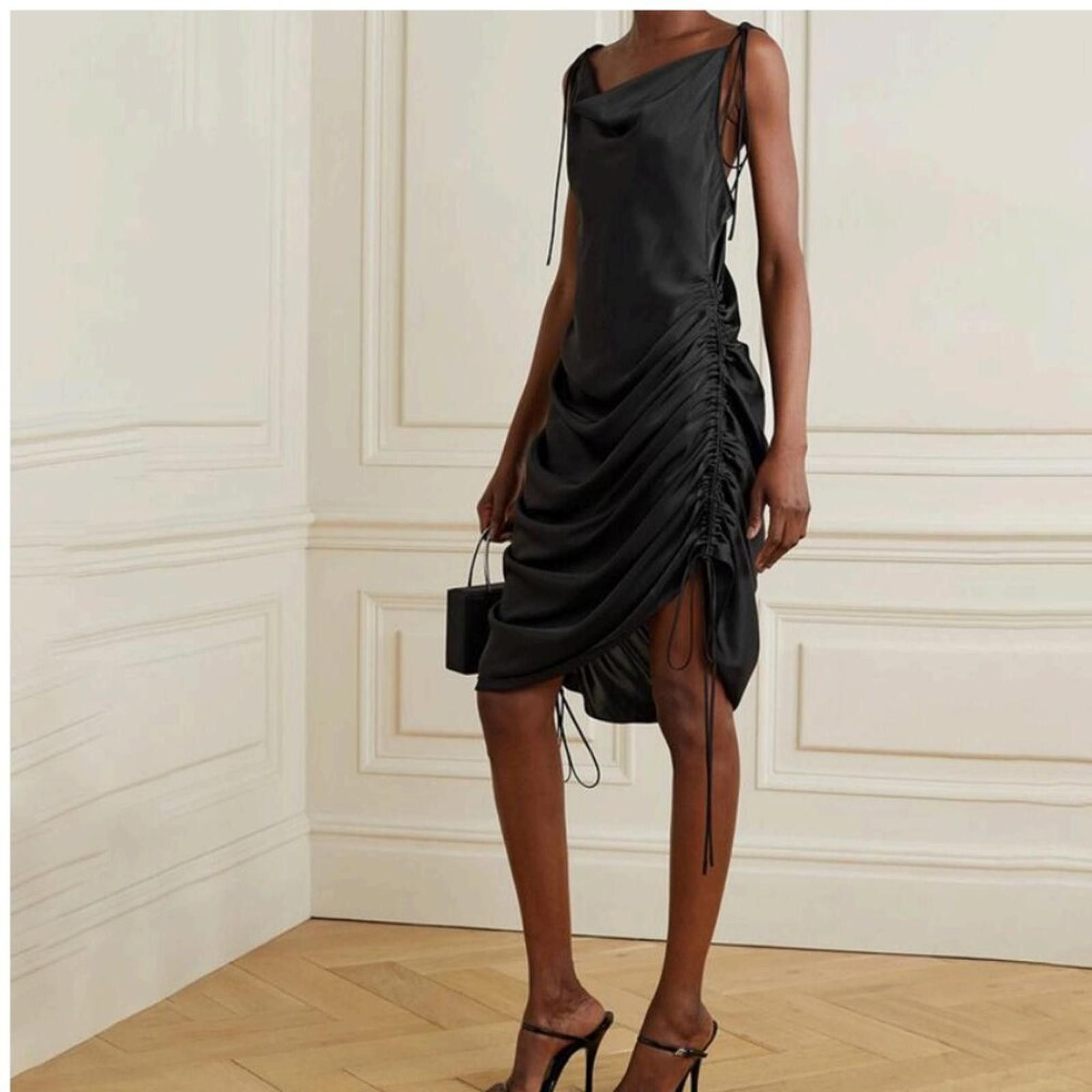 Orseund Iris ORSEUND IRIS Ruched Satin Dress Black Size Small Size S / US 4 / IT 40 - 1 Thumbnail