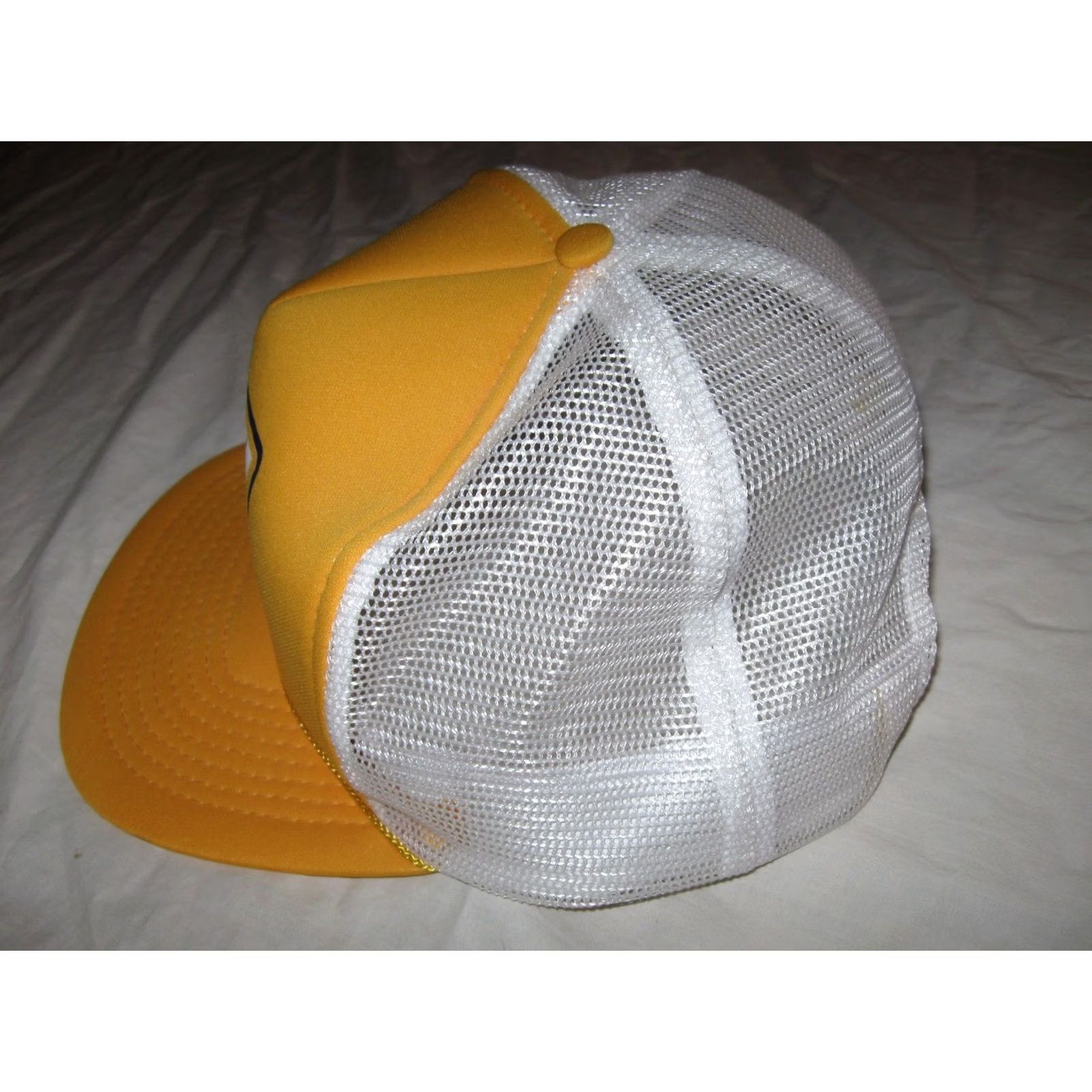 Vintage VINTAGE Hat Cap Mens One Size 1990 Bus Operator Roadeo Snapback Players Polyester Yellow/White Trucker Slim Buttoned? Size ONE SIZE - 3 Thumbnail