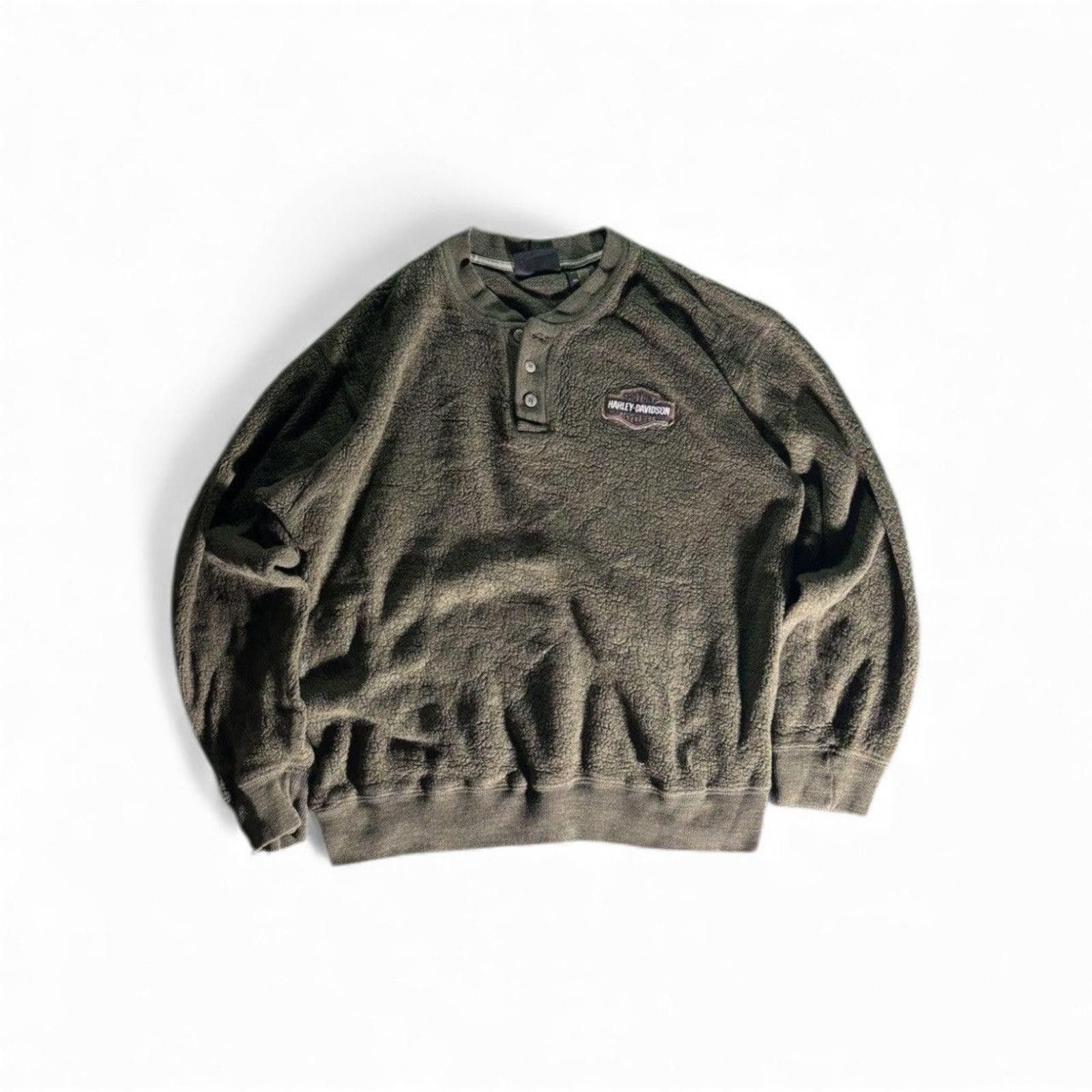 Harley Davidson Vintage Harley Davidson Quarter-Button Pullover Size US L / EU 52-54 / 3 - 1 Thumbnail