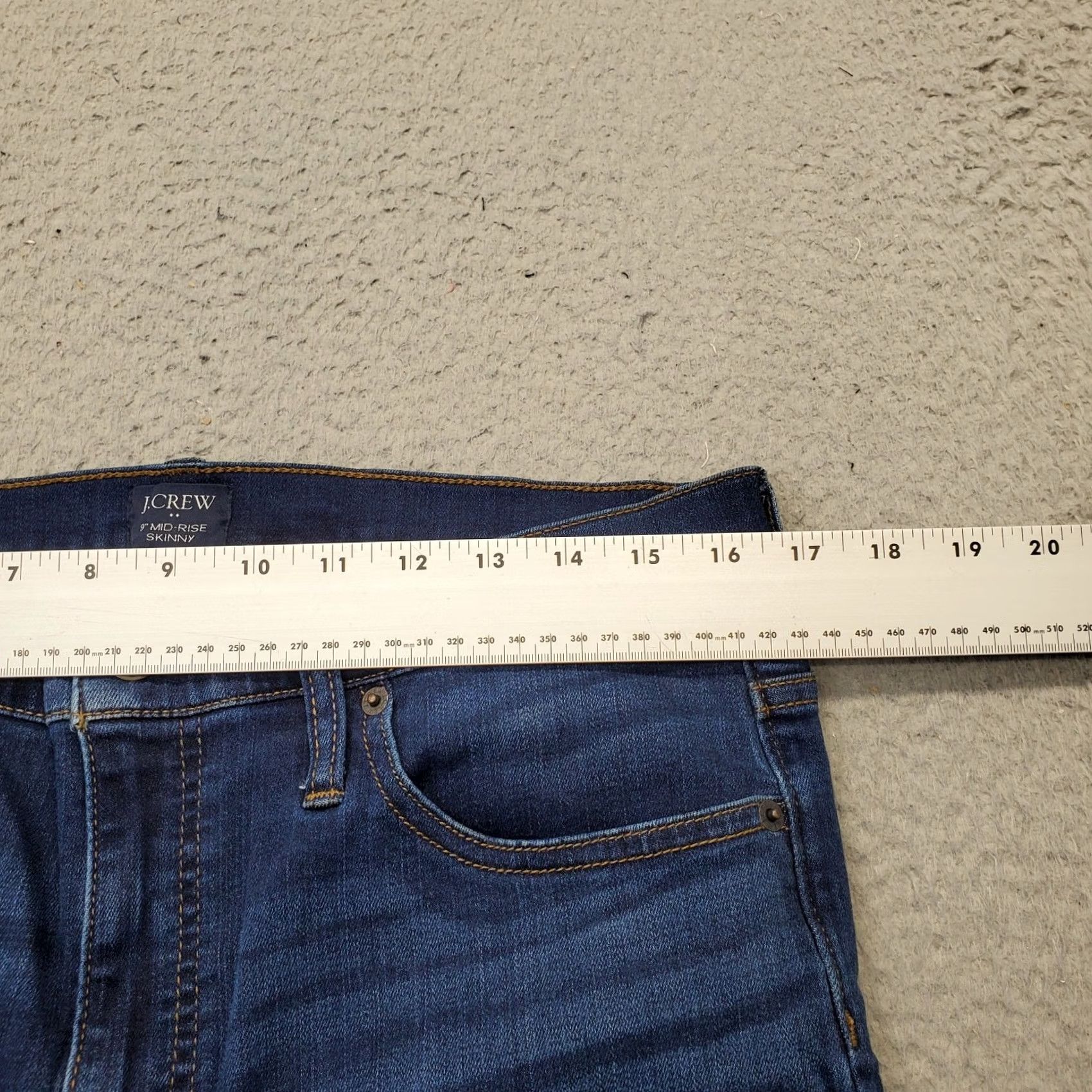 J.Crew J.CREW Women 31 Blue Denim Stretch Mid-Rise 9" Skinny Jeans - Boho Faded Whiskered Size 24" / US 00 / IT 34 - 6 Thumbnail