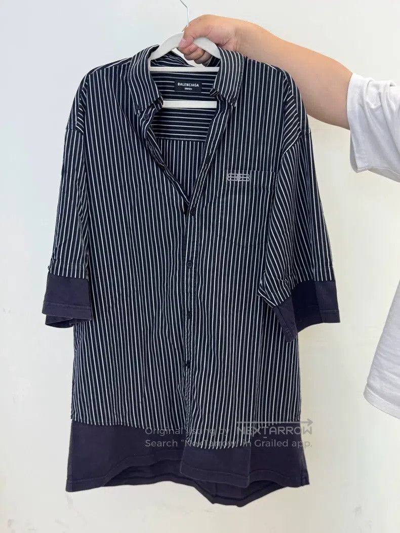 Balenciaga Balenciaga Black Striped Faux Two-Piece Short Sleeve Shirt Size XS / US 0-2 / IT 36-38 - 1 Thumbnail