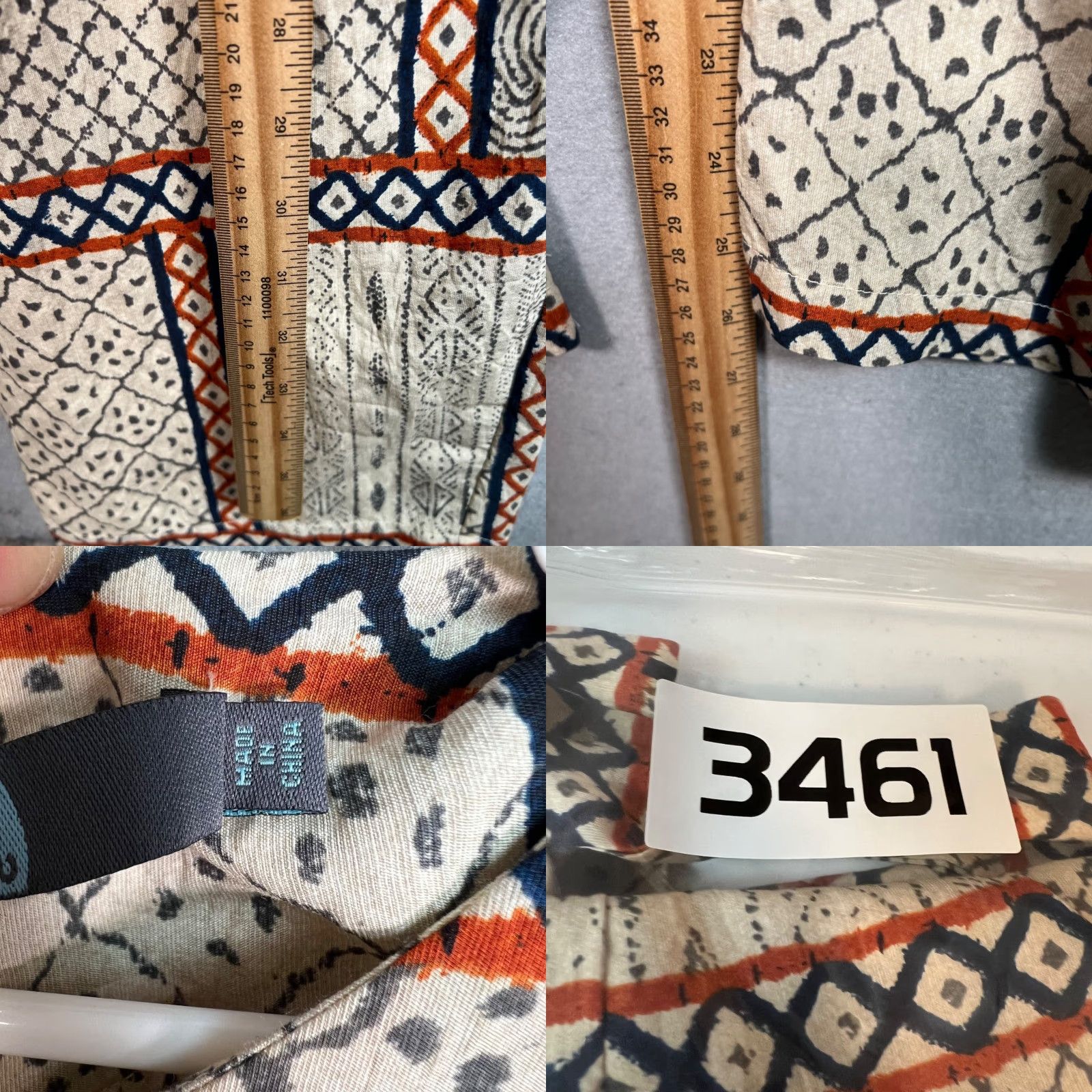 Anthropologie VINTAGE Eva Franco Jumpsuit Womens Patchwork Print W/ Flutter Sleeves Size 0 Beige Nylon Rayon Wide-Leg Adult Womens 0 Size 25" / US 0 / IT 36 - 8 Thumbnail