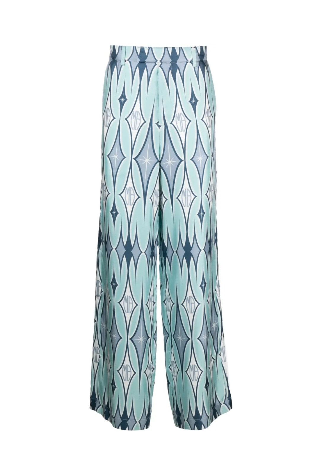 Amiri AMIRI Argyle-Print Silk Trousers Light Blue Green | Wide Leg Size US 36 / EU 52 - 2 Thumbnail