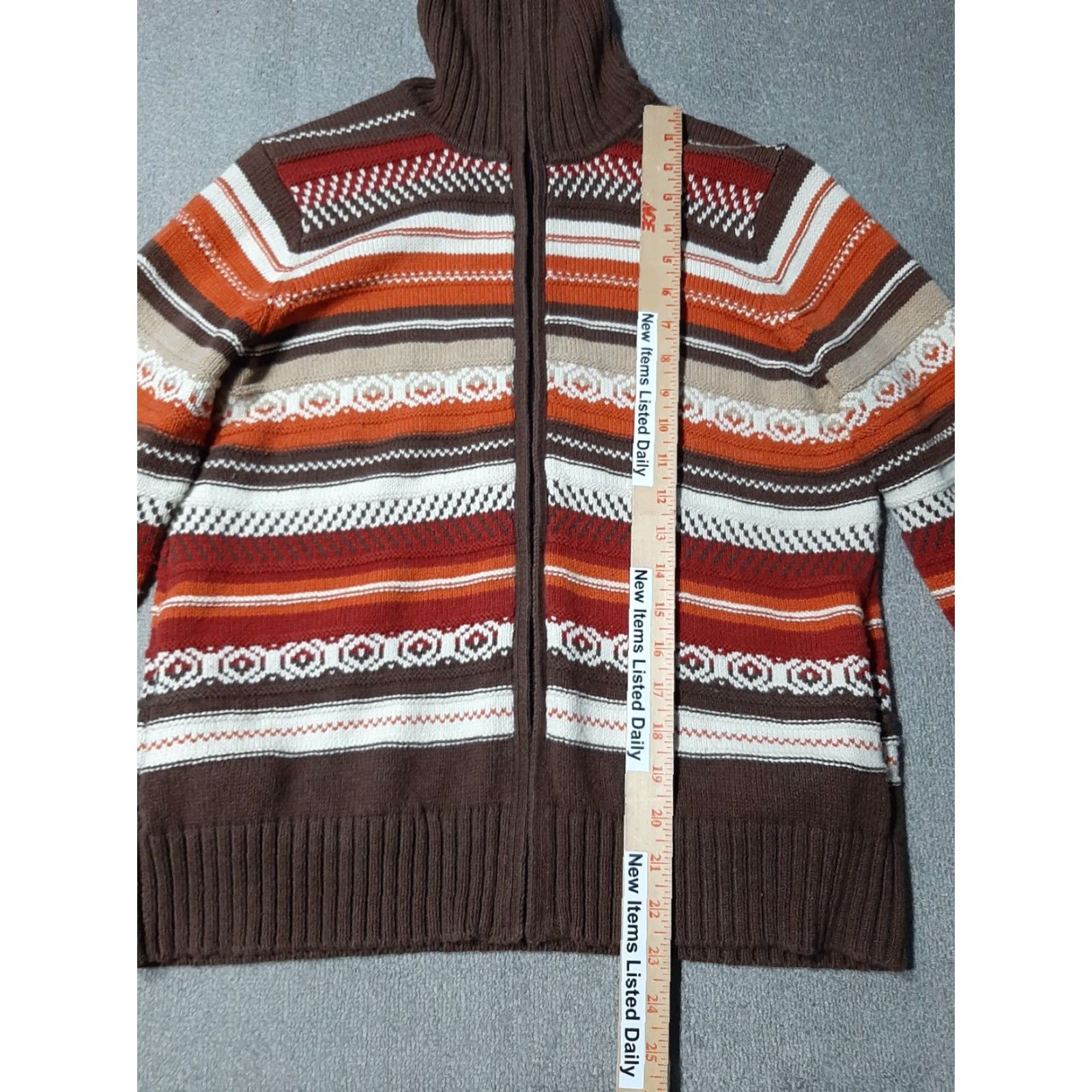 Vintage Valerie Stevens Sweater Jacket Womens M Brown Knit Full Zip Long Sleeve Size M / US 6-8 / IT 42-44 - 2 Thumbnail