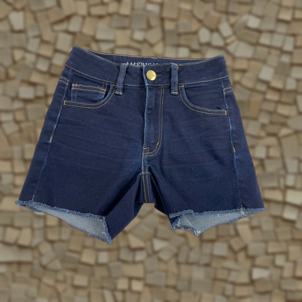 American Eagle Outfitters American Eagle Outfitters Shorts Women's 00 High Rise Shortie Frayed Hem Denim Blue Pocket Casual Vintage? No Size 42" / US 20 - 1 Thumbnail