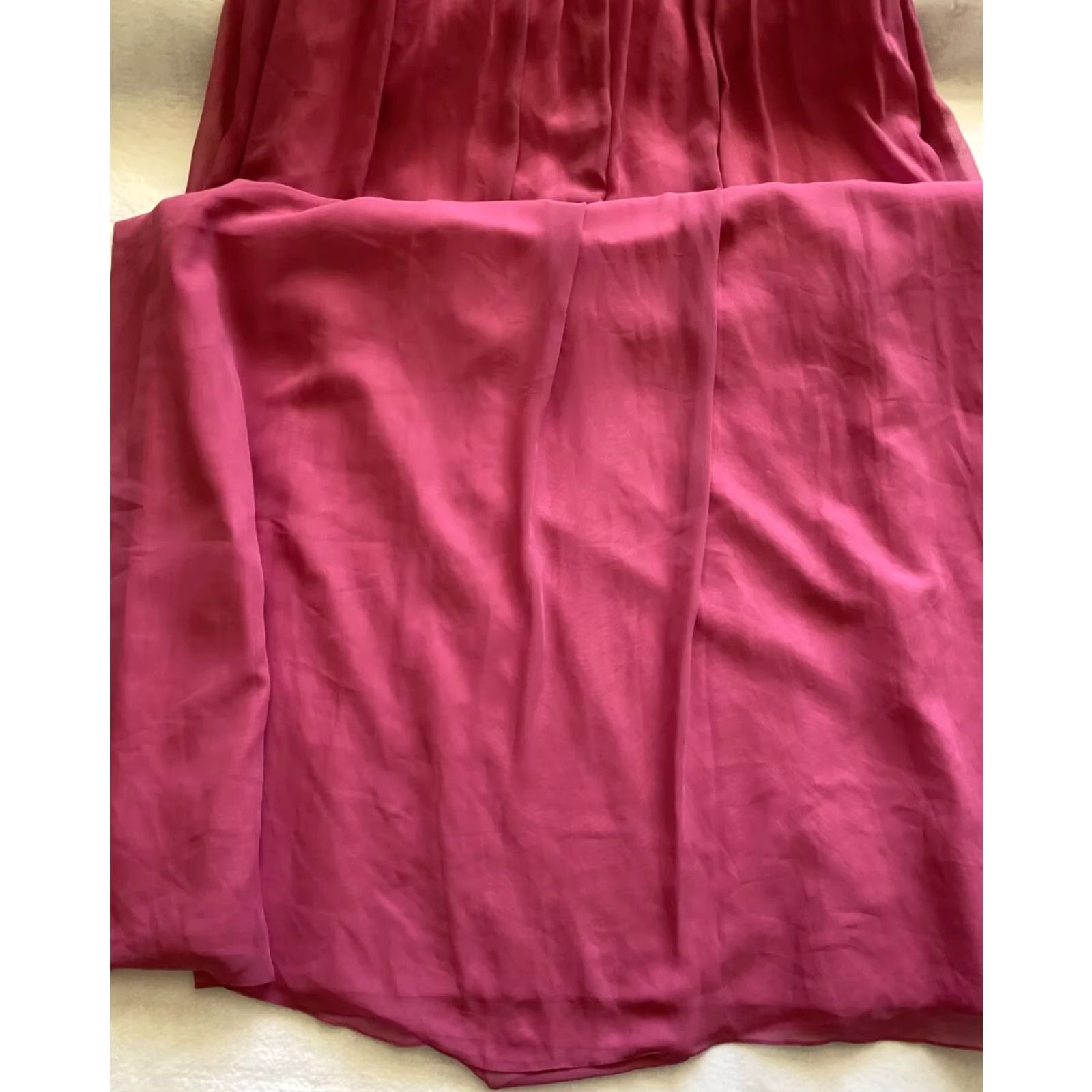 Vintage Jim Hjelm Occasions Gown Women's Size 12 Magenta Polyester Long Sleeveless V-Neck Dress Size XL / US 12-14 / IT 48-50 - 2 Thumbnail
