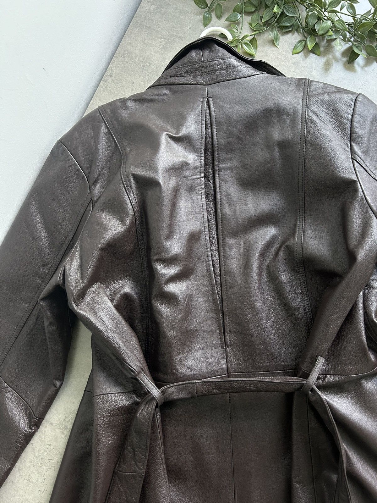 Vintage Vintage 100 % Leather Brown Trench Coat Size L / US 10 / IT 46 - 11 Thumbnail