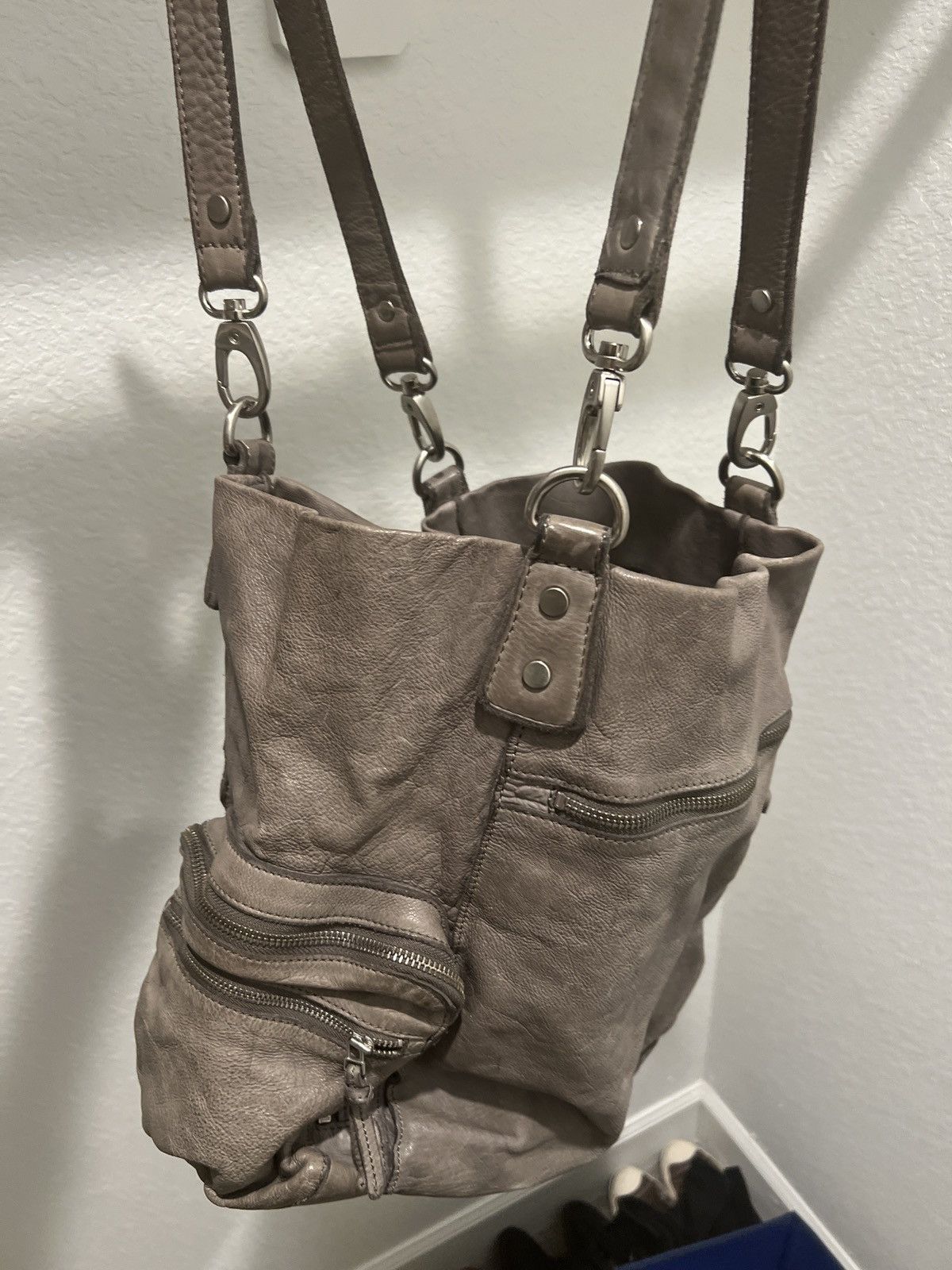 Allsaints × Vintage All Saints Leather Grey Vintage Bag Size ONE SIZE - 3 Thumbnail