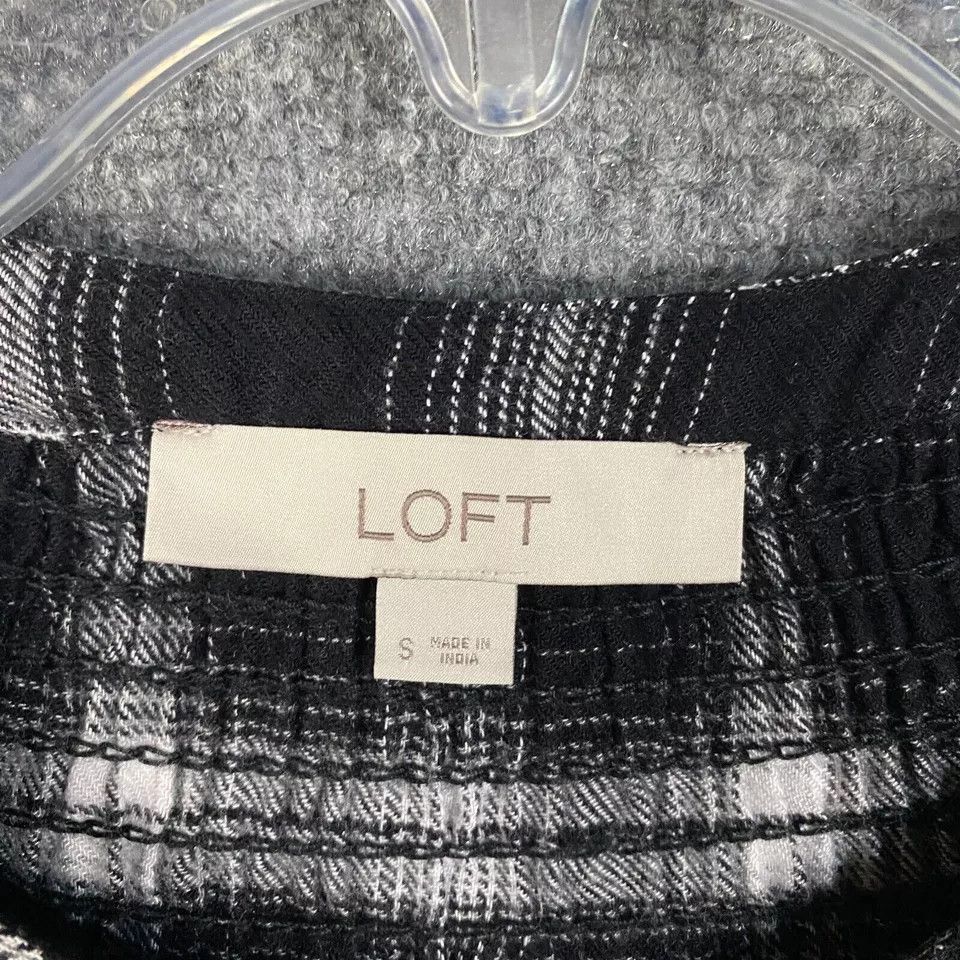 Loft Loft Blouse Women's Long Sleeve Plaid Henley Viscose Blend S Size S / US 4 / IT 40 - 3 Thumbnail
