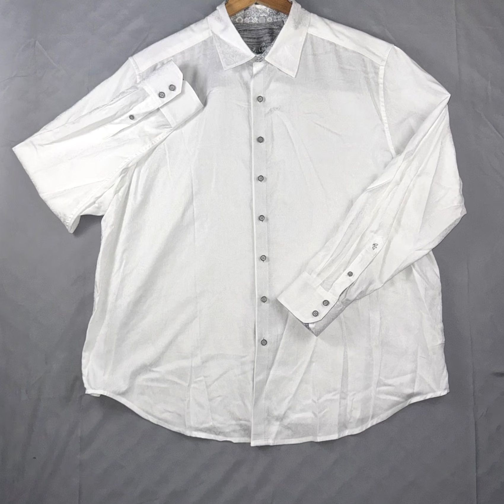 Robert Graham Robert Graham Mens Big 1X White Paisley Long Sleeve Button Front Casual Shirt Size US XL / EU 56 / 4 - 2 Thumbnail