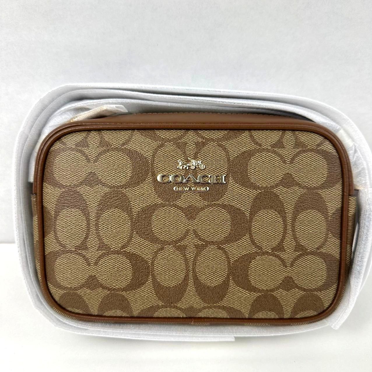 Coach Cq874 Mini Jamie Camera Bag In Signature Canvas Khaki in Brown, Women's