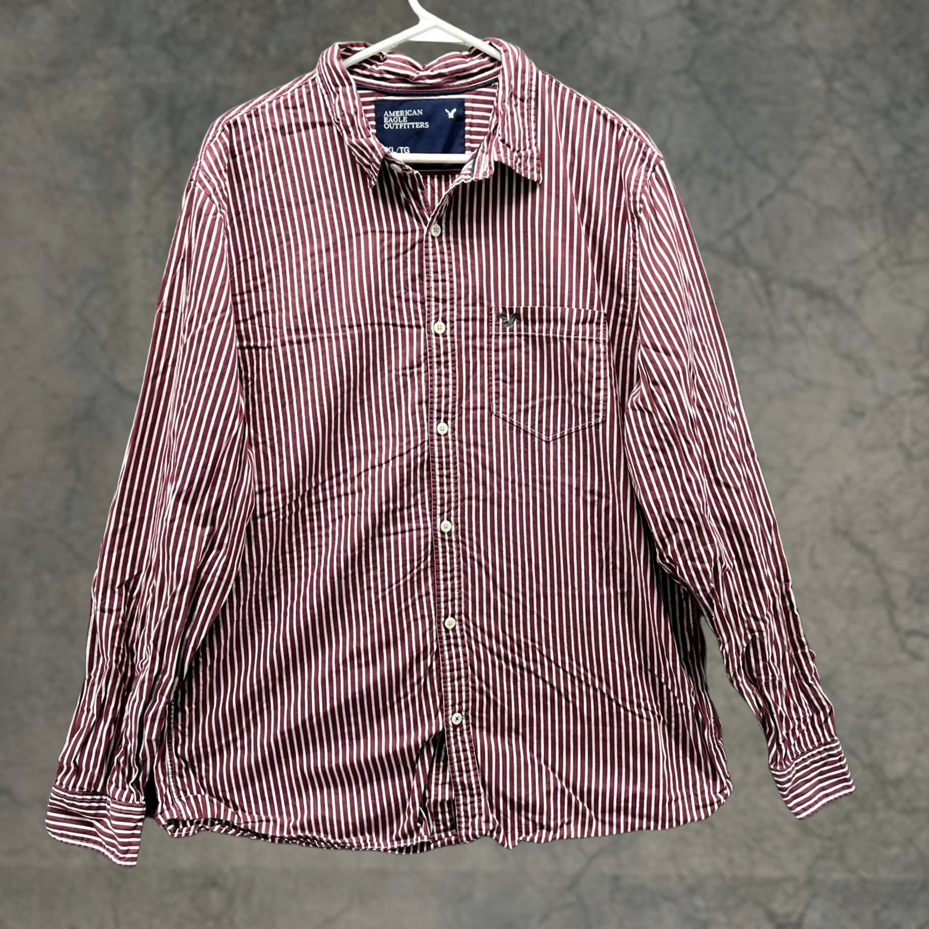 American Eagle Outfitters VINTAGE American Eagle Outfitters Shirt Men XL Red White Stripes Oxford Pocket Button-Down Collared Long Sleeve Size US XL / EU 56 / 4 - 1 Thumbnail