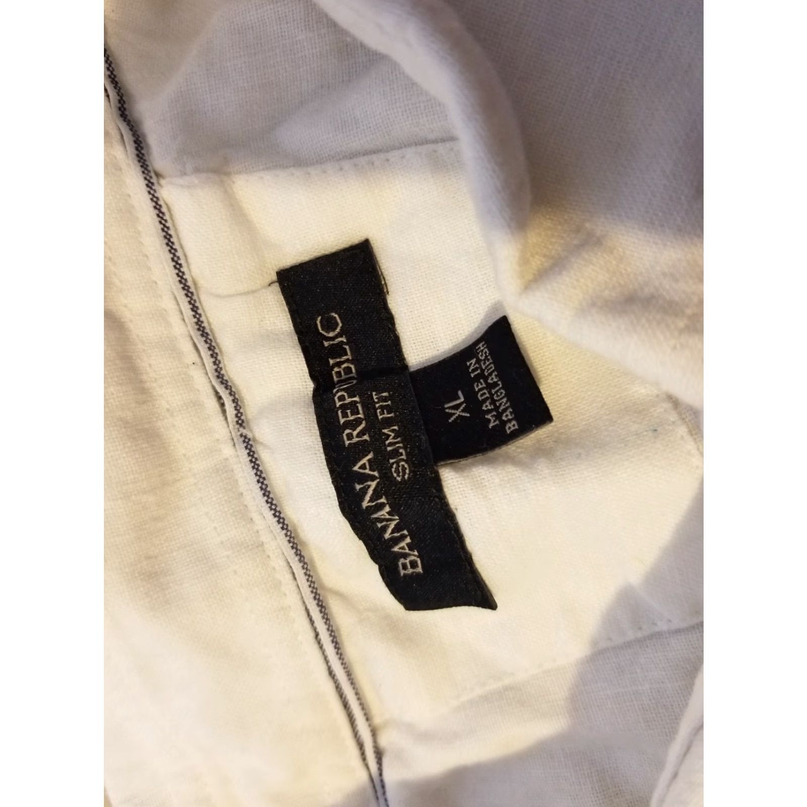 Banana Republic Banana Republic Shirt XL White Linen Button-Up Mens Casual Long Sleeve Button-Front Collared Size 46R - 3 Thumbnail