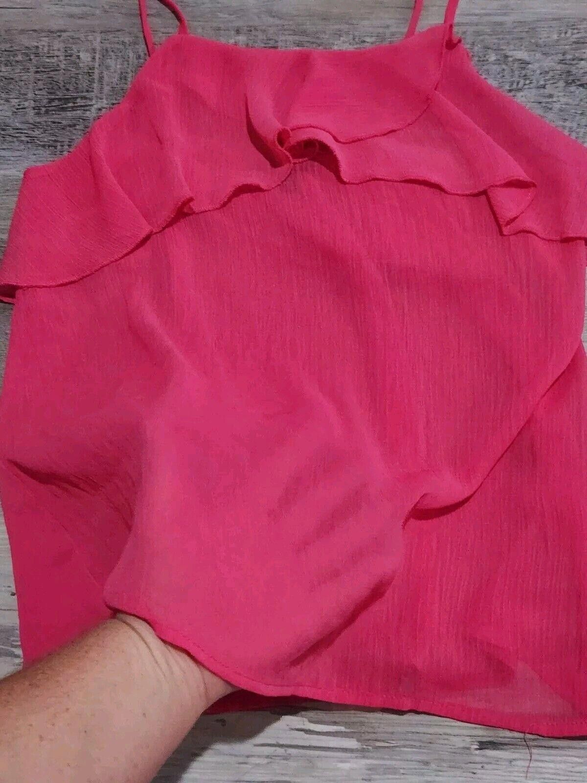 Designer Love J Tank Top Hot Pink Medium Sheer Y2k Shirt See Through Size M / US 6-8 / IT 42-44 - 3 Thumbnail