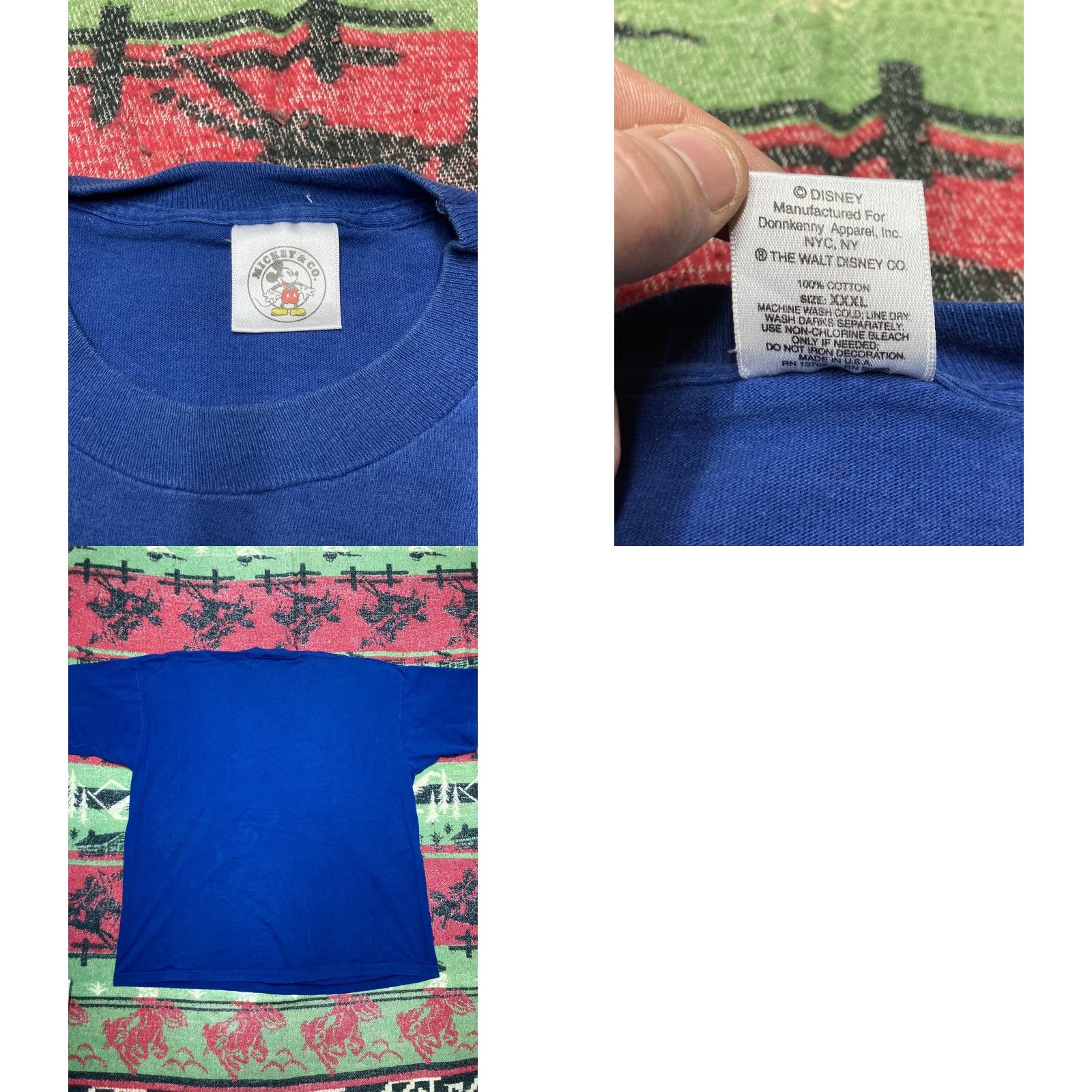 Disney VINTAGE Mickey Mouse T-Shirt Embroidered 90s 3XL Men Blue Disney Graphic Shirt Size US XXL / EU 58 / 5 - 8 Thumbnail