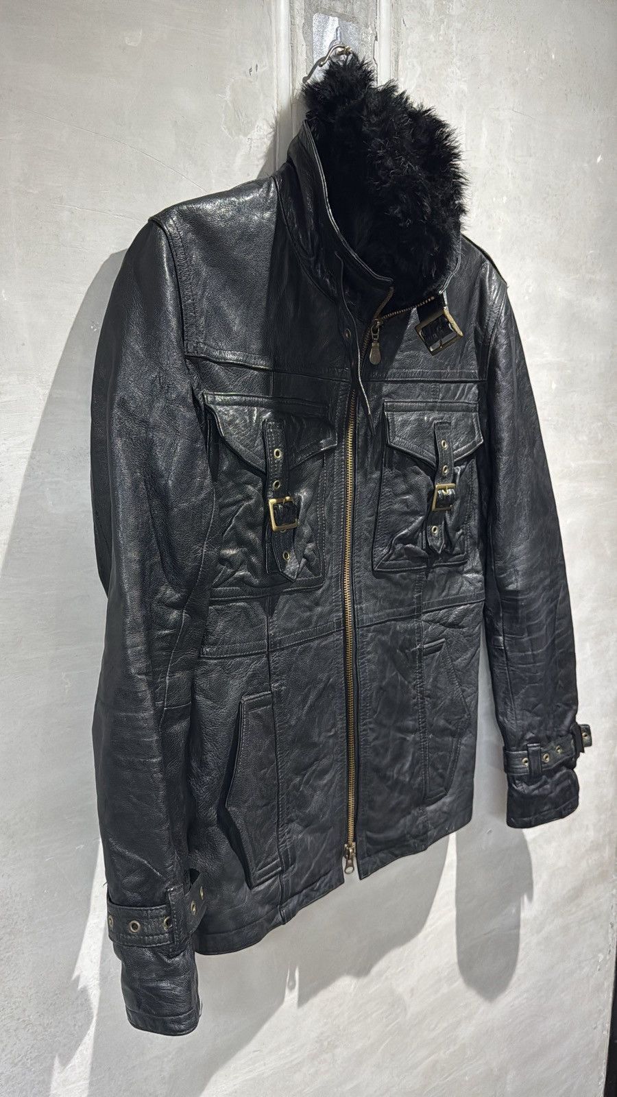 Tornado Mart Rare Tornado Mart Japan Fur Buckled Leather Jacket Size US M / EU 48-50 / 2 - 7 Thumbnail