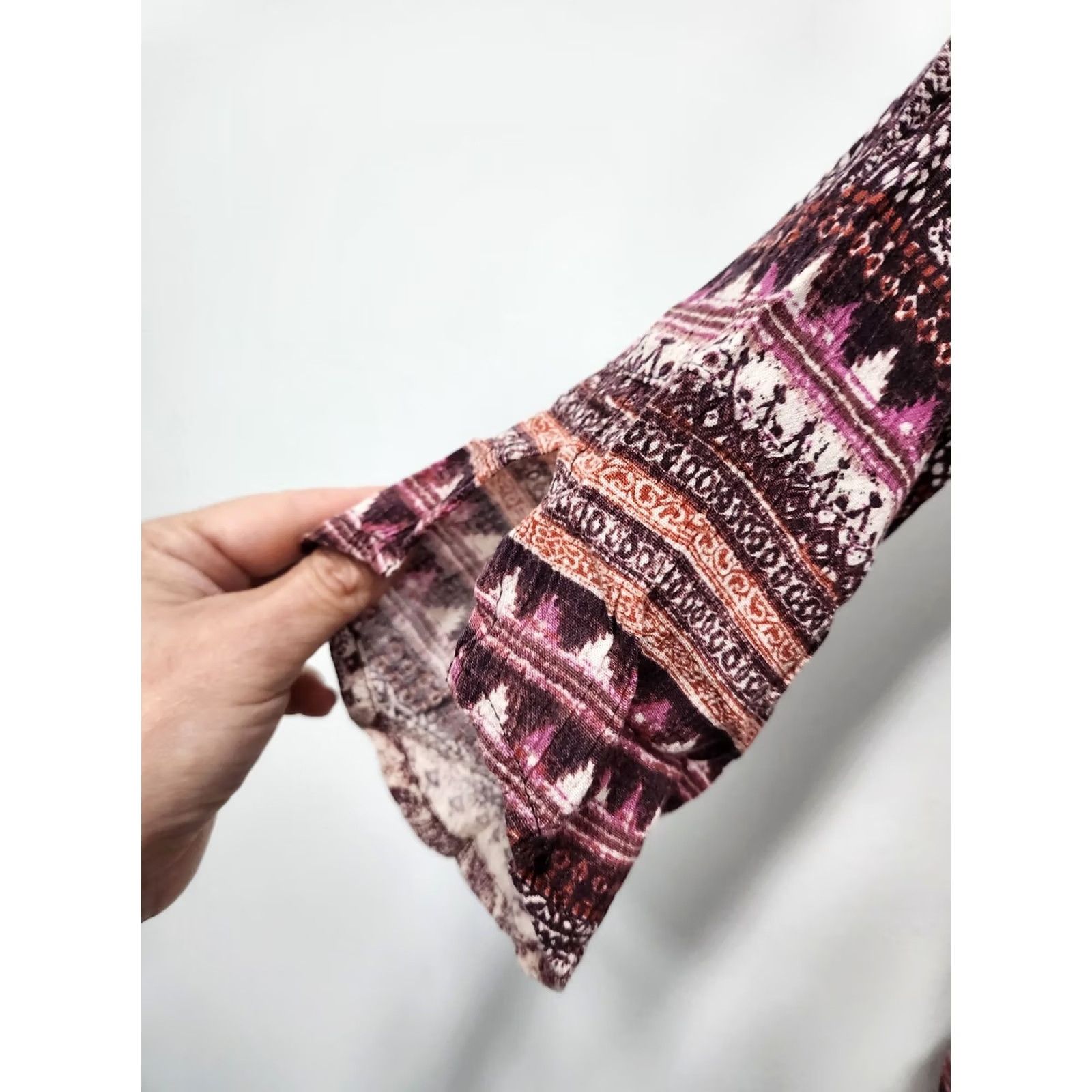 Billabong Billabong BOHO Peasant Tunic Top Womens S Purple Paisley 3/4 Sleeve Casual Shirt Blouse Size S / US 4 / IT 40 - 3 Thumbnail