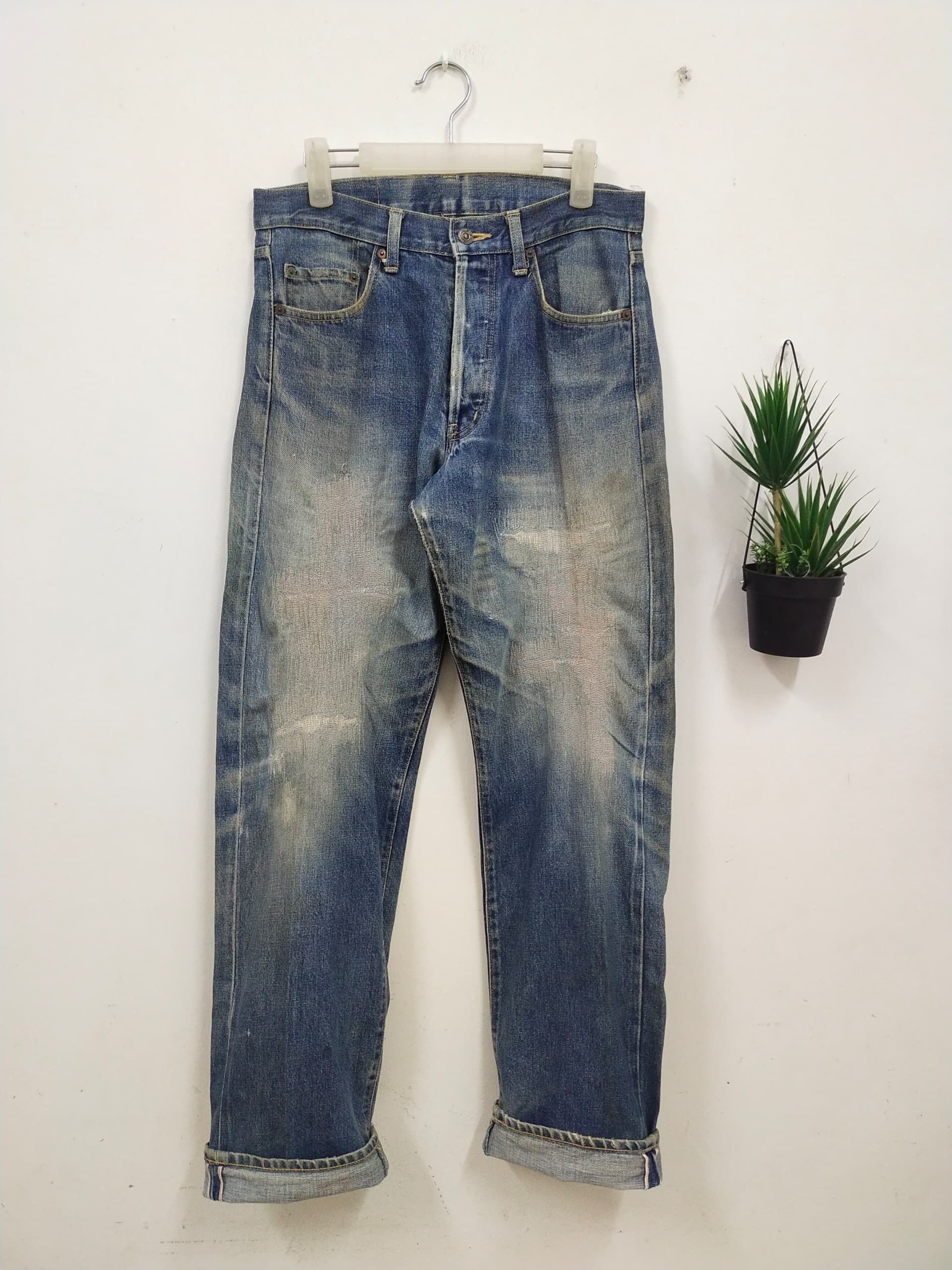 Vintage Vtg 80s 90s Nylon Jeans Selvedge Grunge Design kurt cobain Size US 32 / EU 48 - 1 Thumbnail