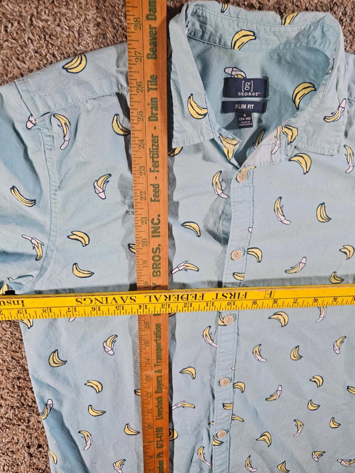 George George Banana Button Up Shirt Mens S Size US S / EU 44-46 / 1 - 3 Thumbnail