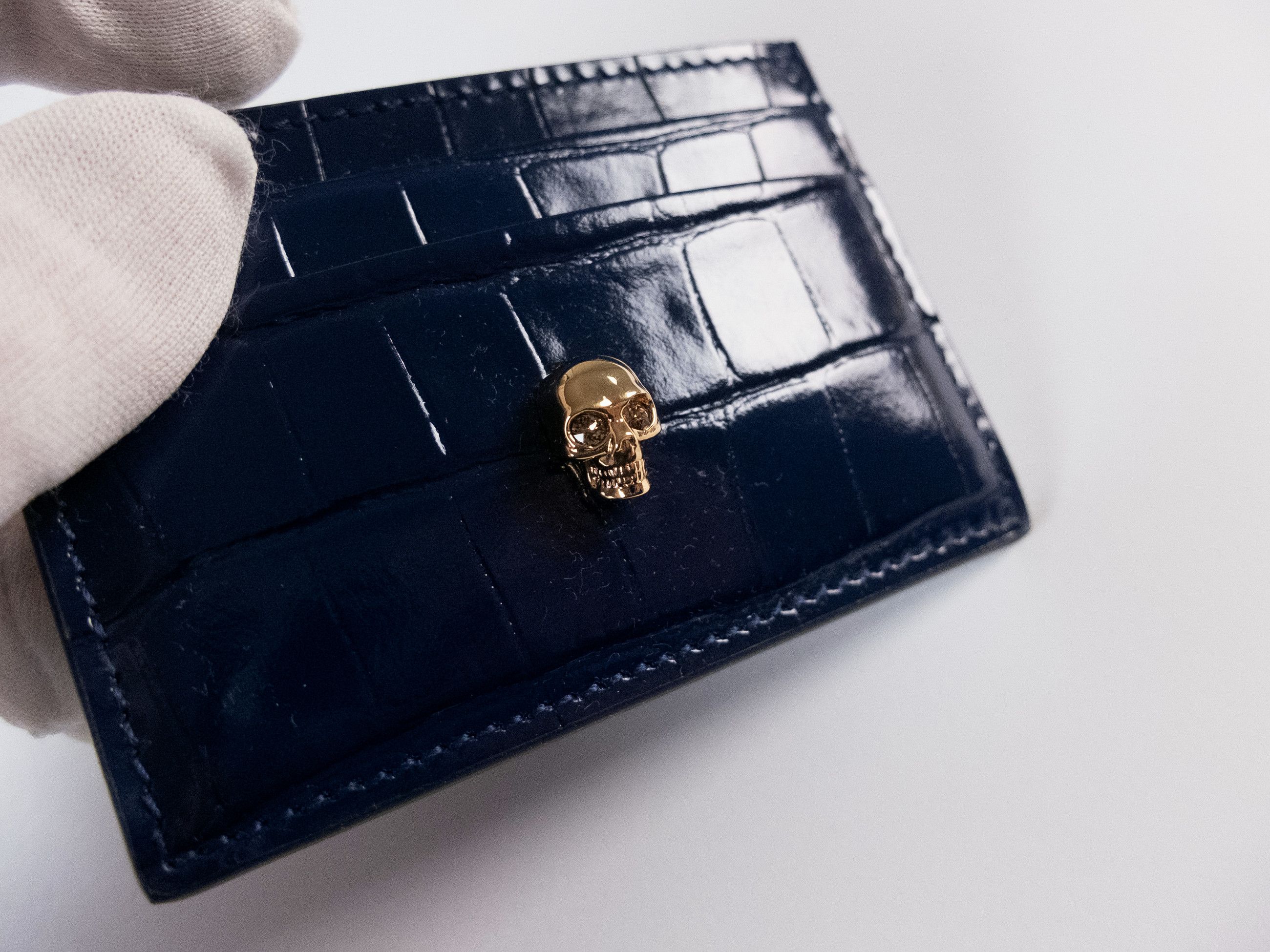 Alexander McQueen ALEXANDER MCQUEEN Skull blue croc effect card holder q Size ONE SIZE - 2 Thumbnail