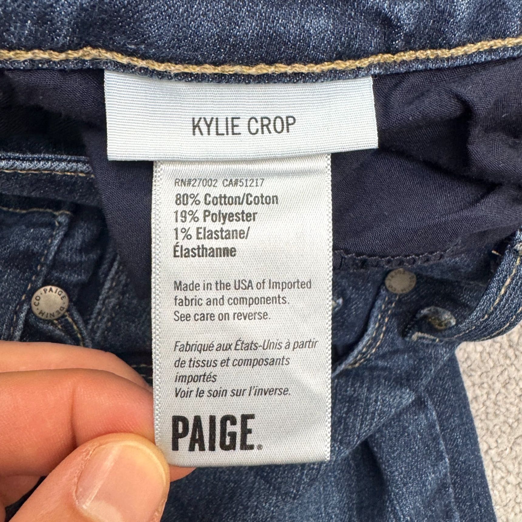 Paige Paige Kylie Crop Jeans Womens 27 Dark Wash Mid Rise Denim Pant Regular 29" Waist 28" Inseam Blue Streetwear Slim Modern Womens Size 27" / US 4 / IT 40 - 7 Thumbnail