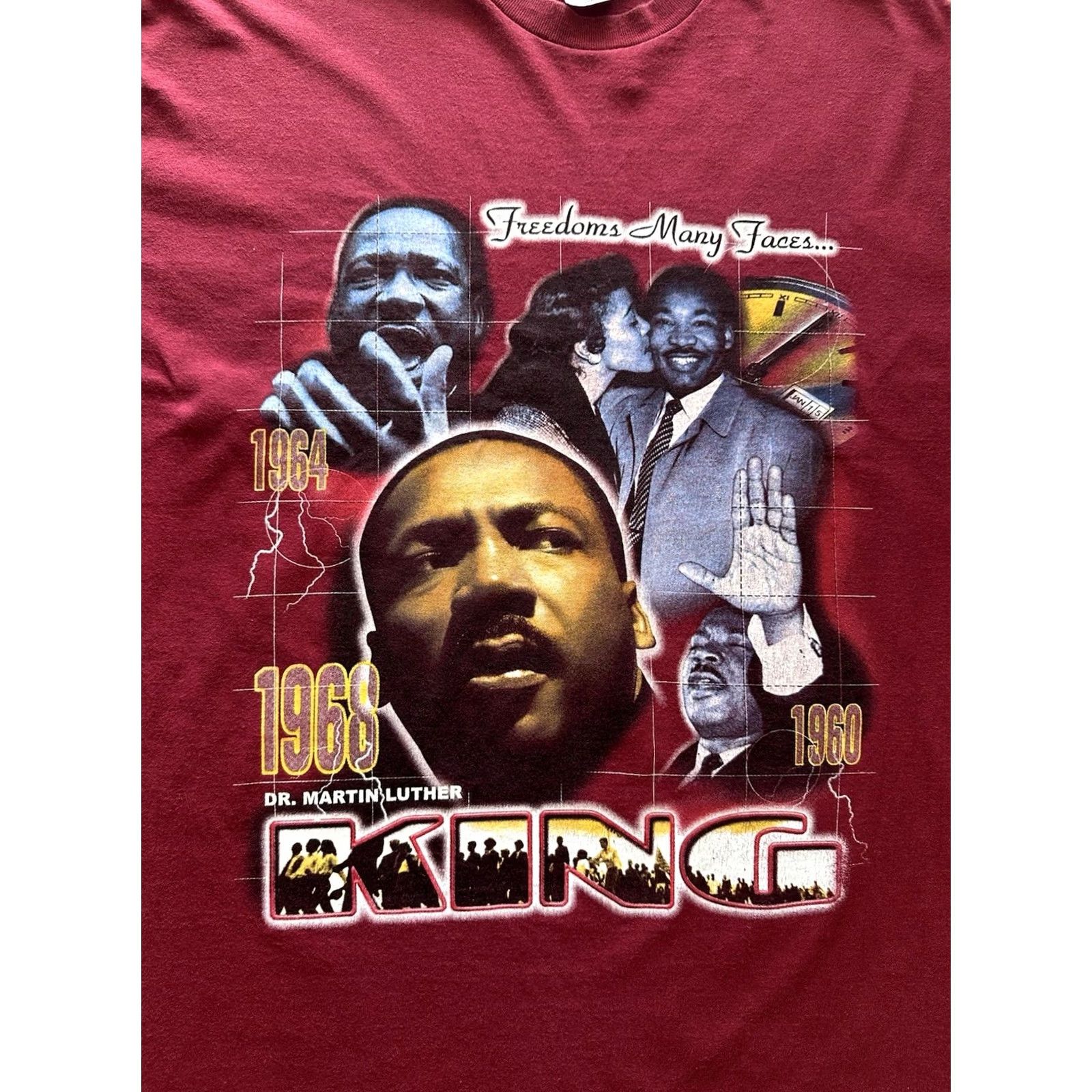 Hanes Vintage 90s Martin Luther King Jr T-Shirt Adult Size XL Maroon Mlk Jr Y2k Rap Tee Style Size US XL / EU 56 / 4 - 3 Thumbnail