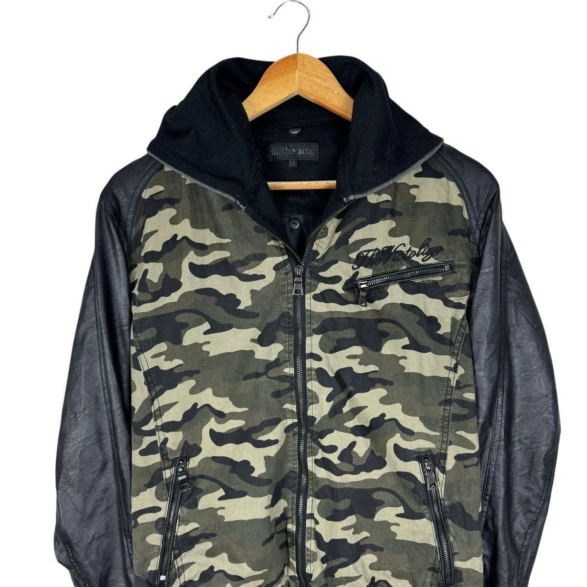 In The Attic 🌟IN THE ATTIC HOODIE CAMO SYNTHETIC LEATHER JACKET Size US L / EU 52-54 / 3 - 3 Thumbnail