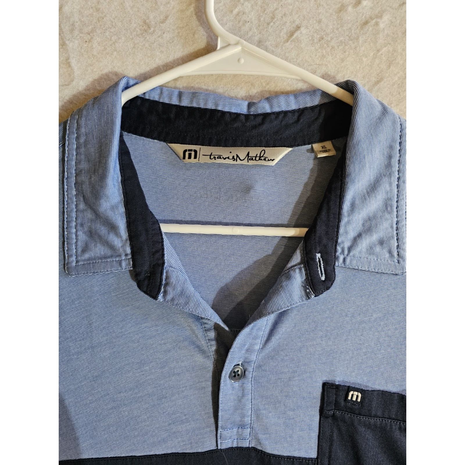 TravisMathew Travis Mathew Signature Golf Performance Polo Mens XL Blue & Black Size US XL / EU 56 / 4 - 3 Thumbnail