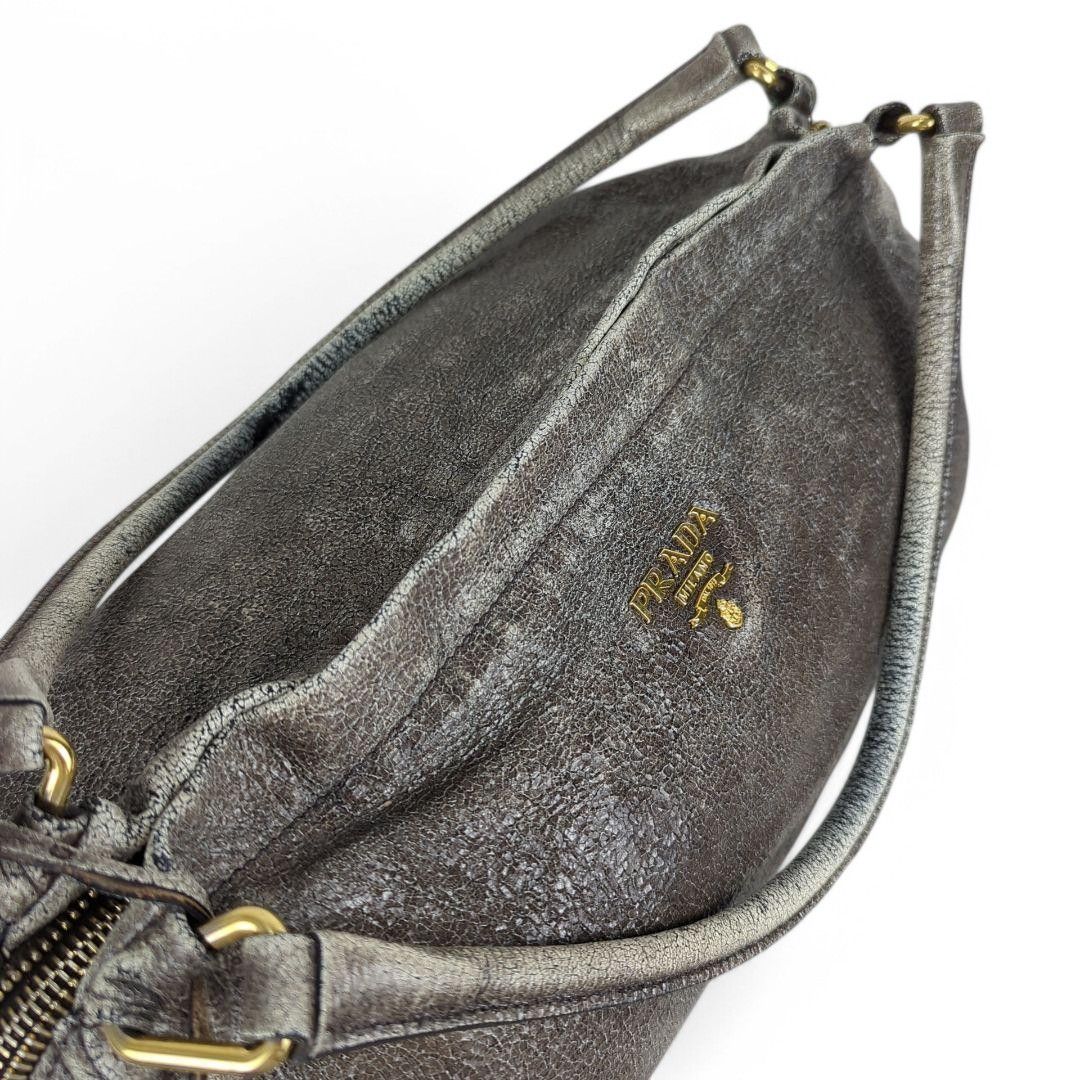 Prada Prada - Mini Padlock Gray Handbag Gold Hardware Size ONE SIZE - 6 Thumbnail