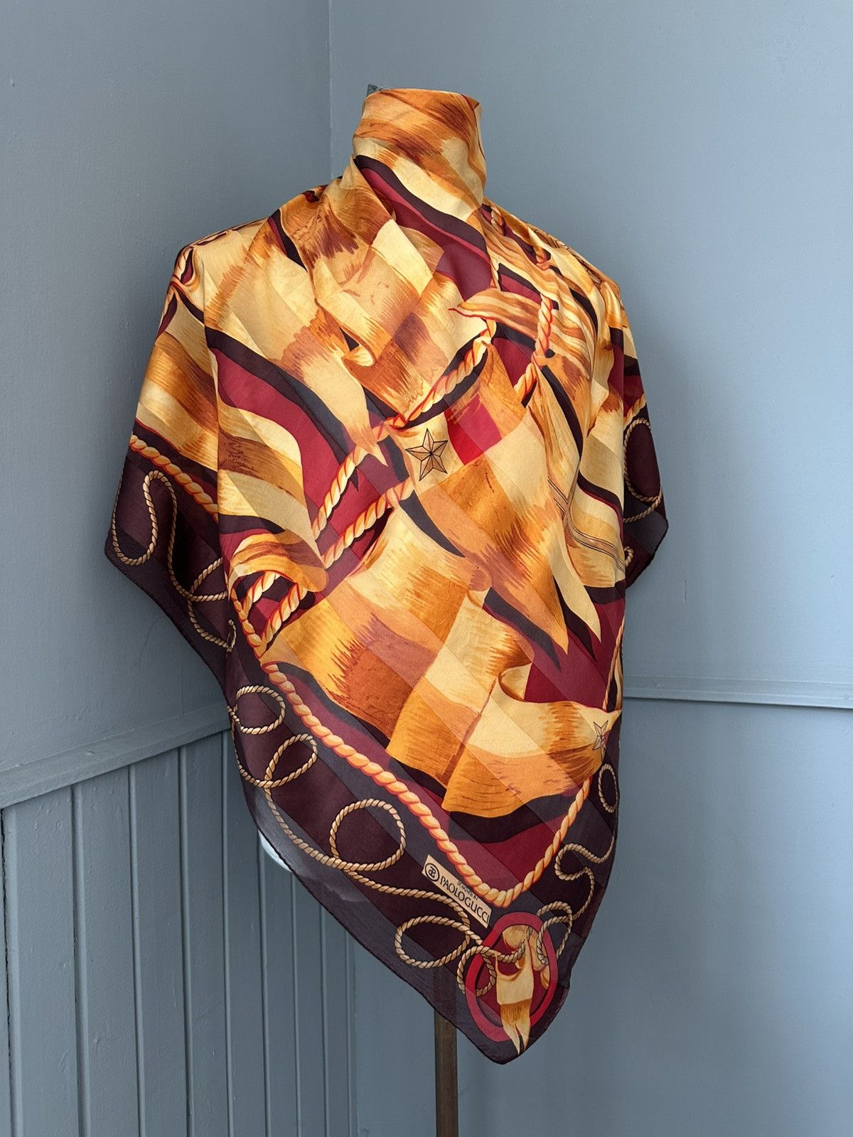 Paolo Gucci Vintage Paolo Gucci Silk Nautical Rope Flag Scarf Size ONE SIZE - 2 Thumbnail