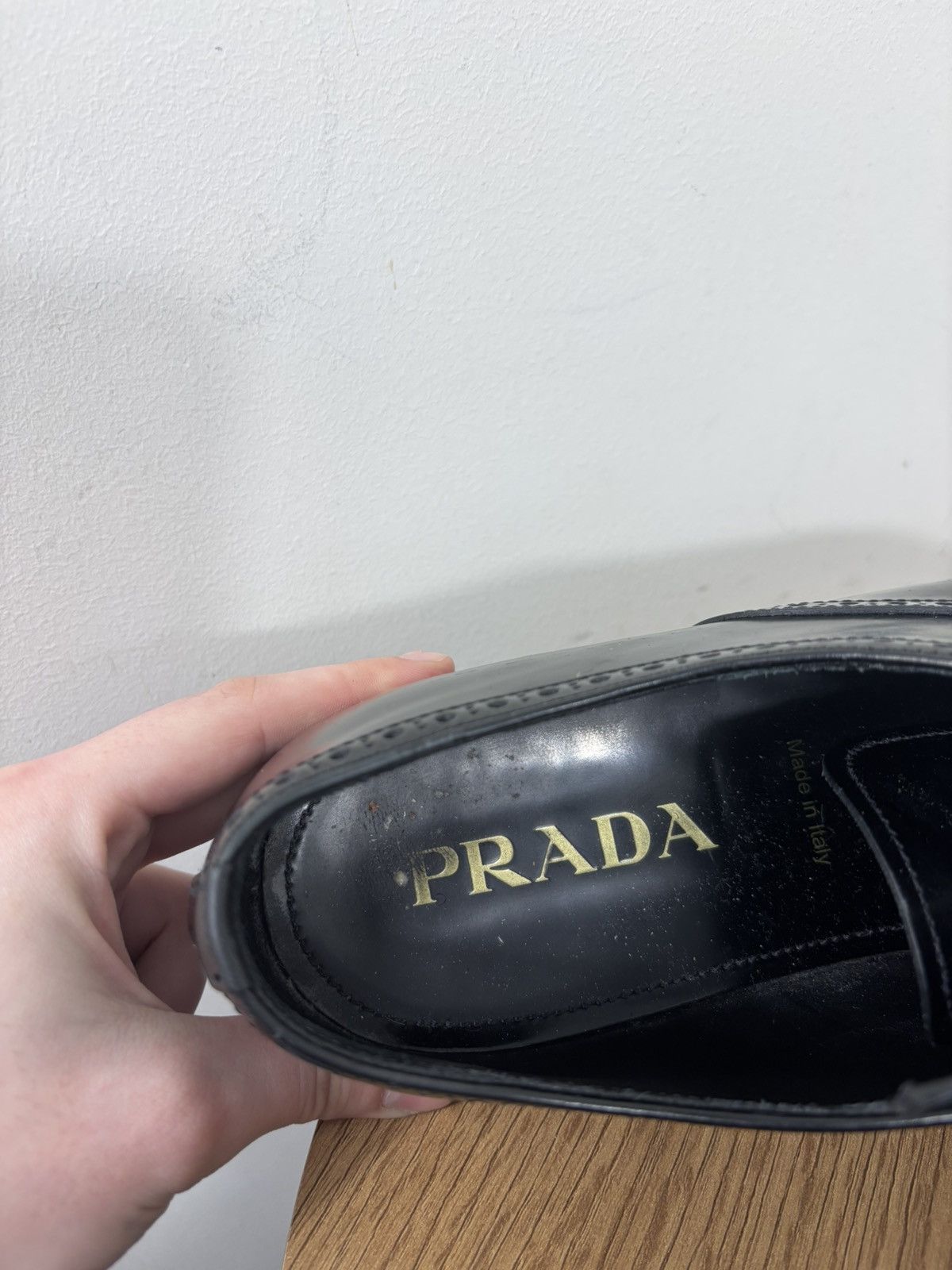 Prada Prada Men’s Black Leather Cap-Toe Brogue Oxford Dress Shoes Size US 8.5 / EU 41-42 - 16 Thumbnail