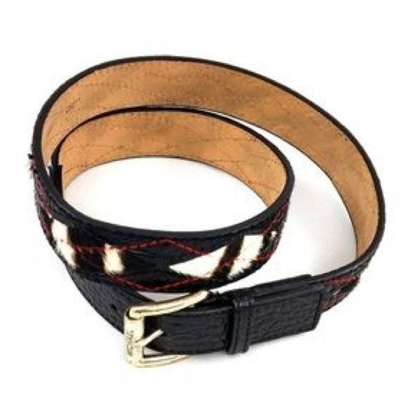 Michael Kors MICHAEL KORS MK Leather Fur Belt Red Black Size ONE SIZE - 1 Thumbnail