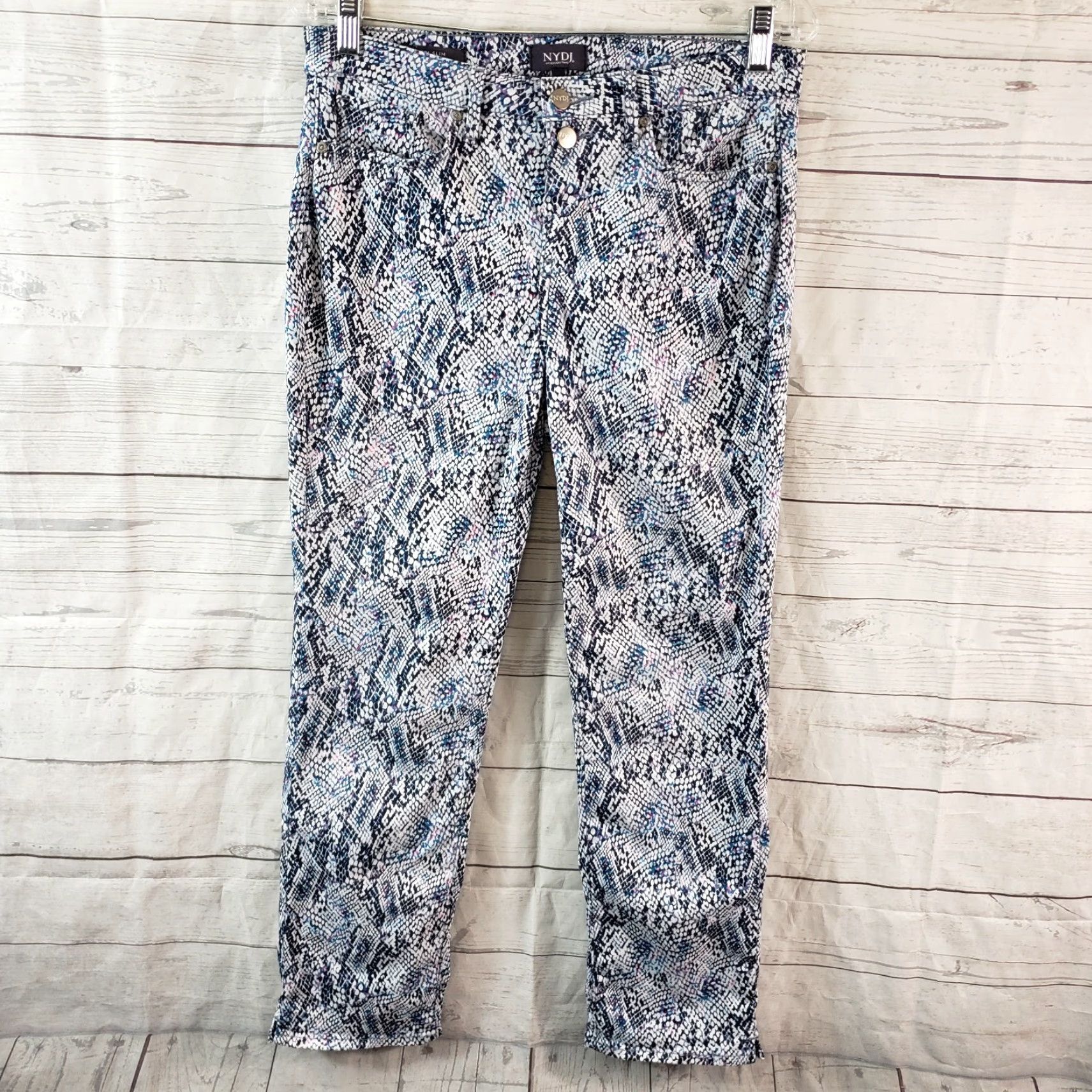 NYDJ NYDJ Womens Sheri Slim Cropped Jeans Sz 6 Blue Mid Rise Cropped Jeans Womens Purple Animal Print Nydj Sheri 26 Inseam 6 Women Size 28" / US 6 / IT 42 - 2 Thumbnail