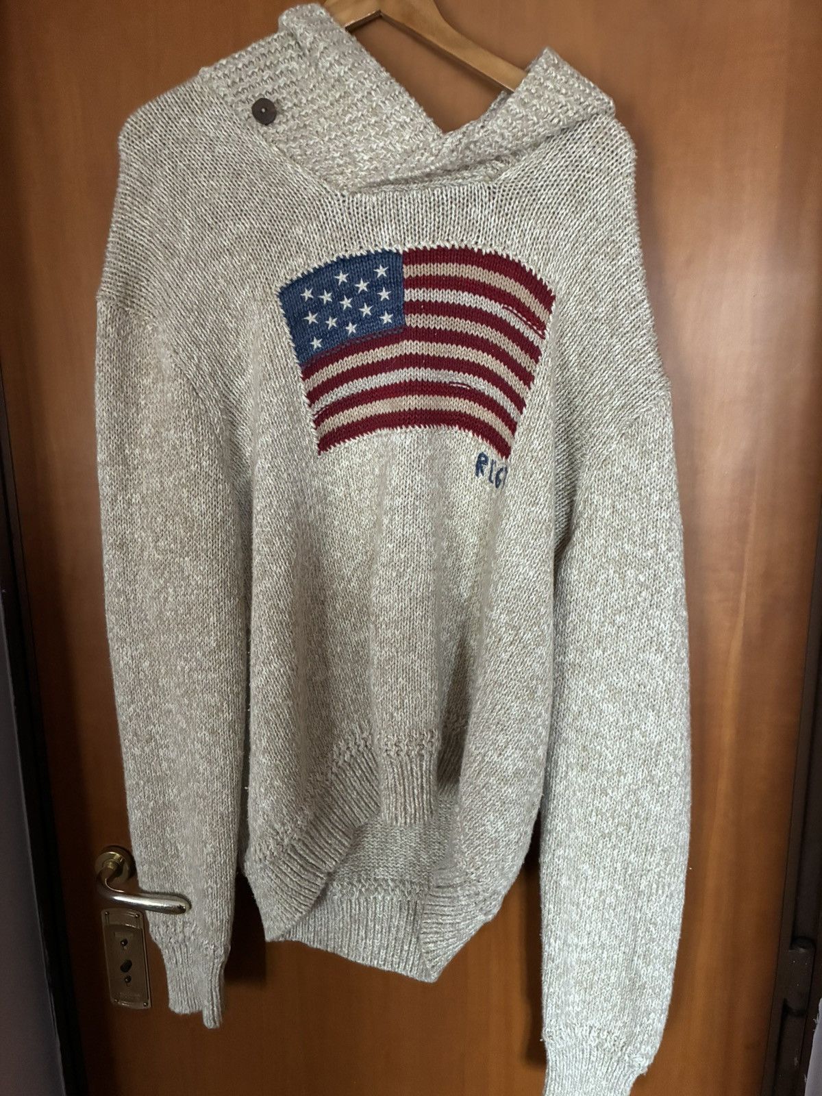 Polo Ralph Lauren Polo Ralph Lauren American Flag Sweater XL Oatmeal Knit Size US XL / EU 56 / 4 - 1 Thumbnail