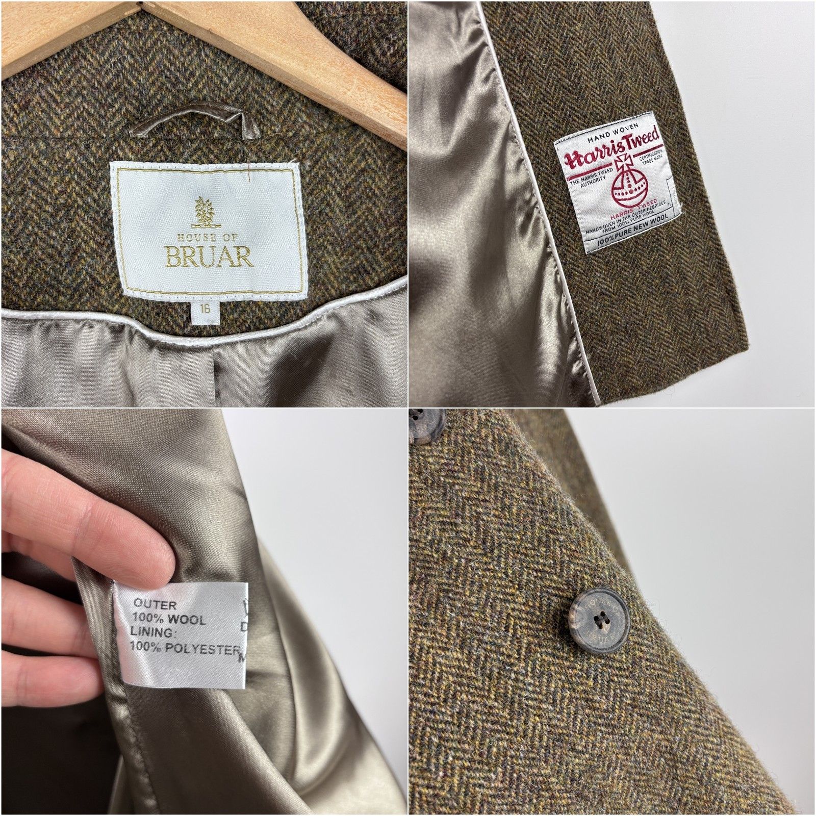 Other House Of Bruar Harris Tweed Wool Double Breasted Coat US 12 Size XL / US 12-14 / IT 48-50 - 9 Thumbnail