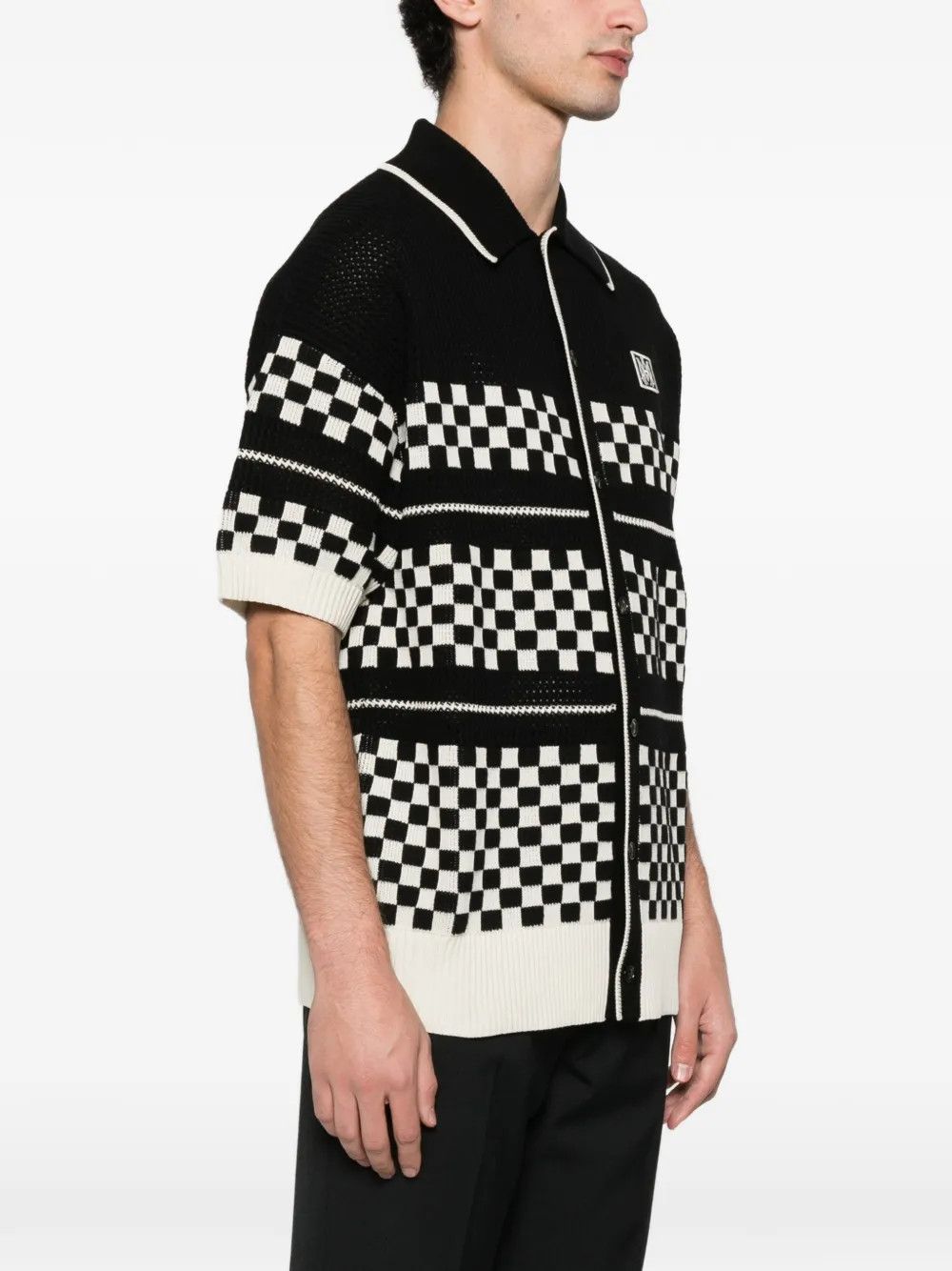 Amiri os11x0326 Checkered Mesh Shirt in Black/White Size US M / EU 48-50 / 2 - 2 Thumbnail