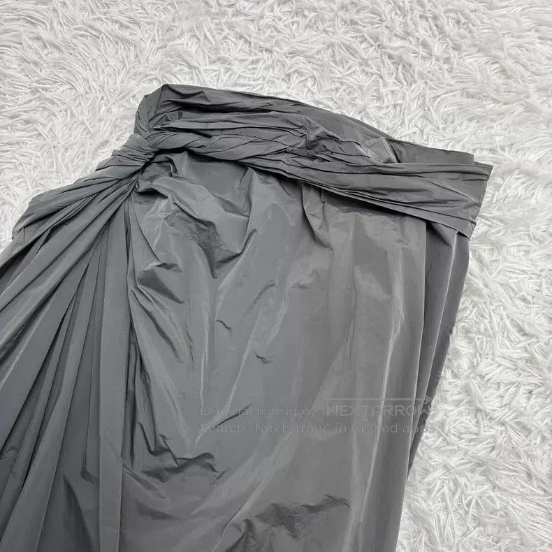 Dries Van Noten Dries Van Noten Grey Ruched Long Midi Skirt Size 35" - 4 Thumbnail