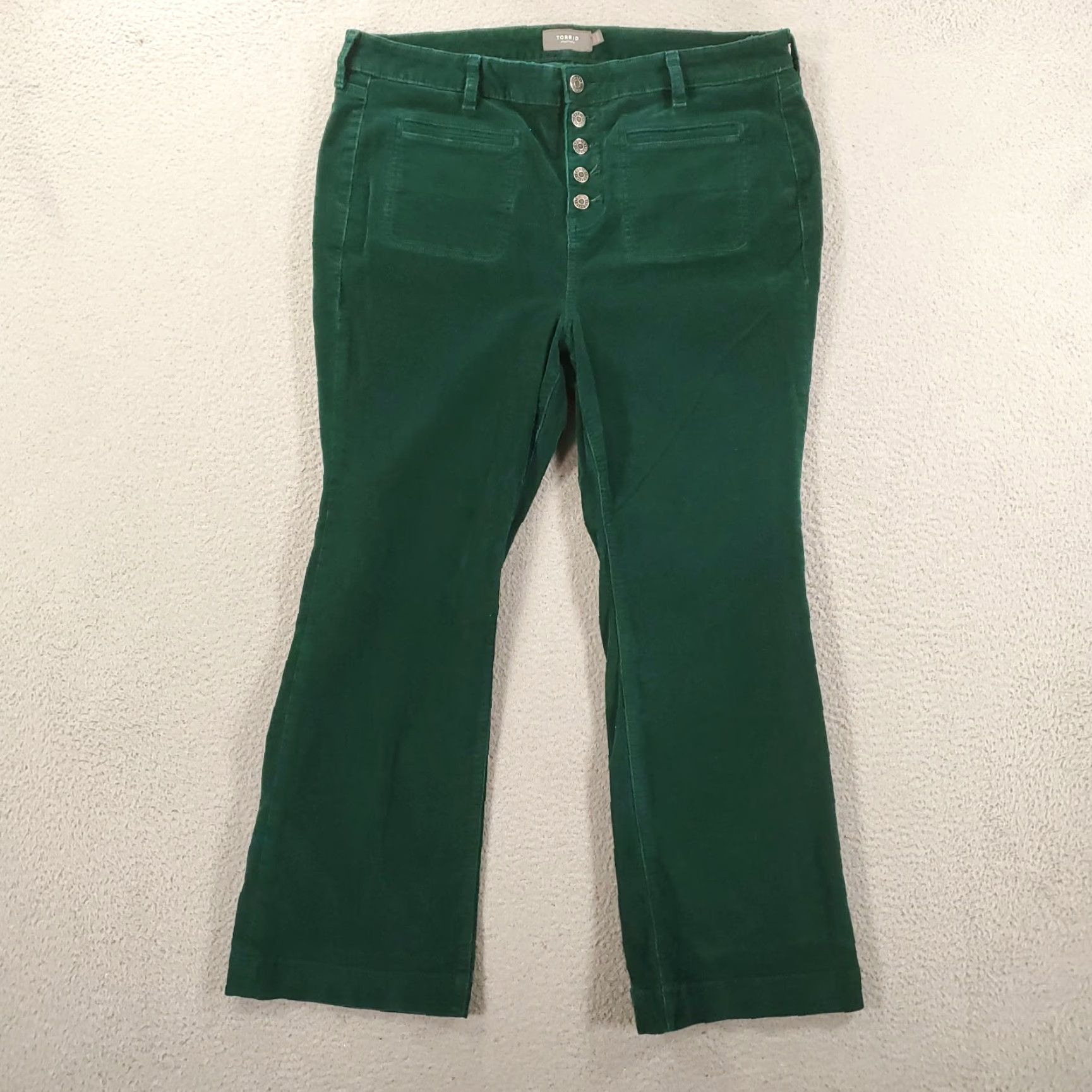 Torrid Torrid Pants Womens 18S Green Corduroy Bootcut High Rise Button Fly Size 40" / US 18 - 2 Thumbnail