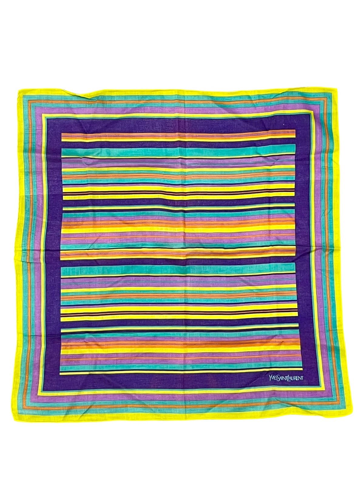 Yves Saint Laurent 🌈90’s YSL Pop Art Stripe Handkerchief Neckerchief Scarf 90s Size ONE SIZE - 2 Thumbnail