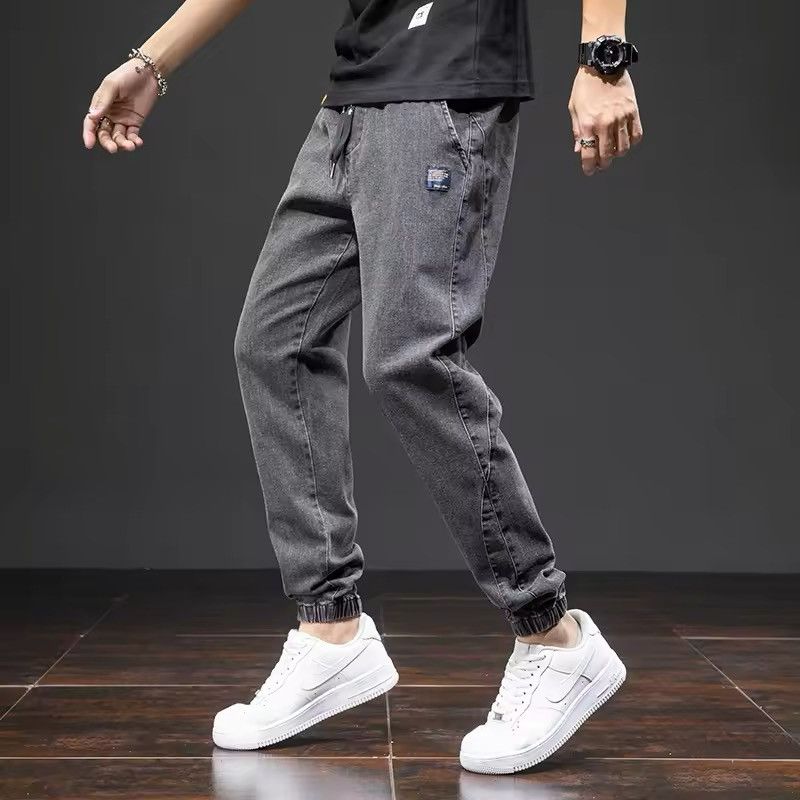 Japanese Brand Elastic Waist Black Cargo Jeans Men Size US 31 - 3 Thumbnail