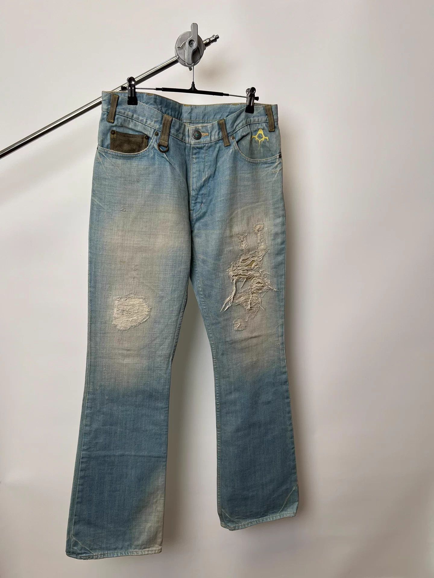 Vintage Vintage Japanese Washed Distress Suede Panel Jeans Size US 34 / EU 50 - 1 Thumbnail