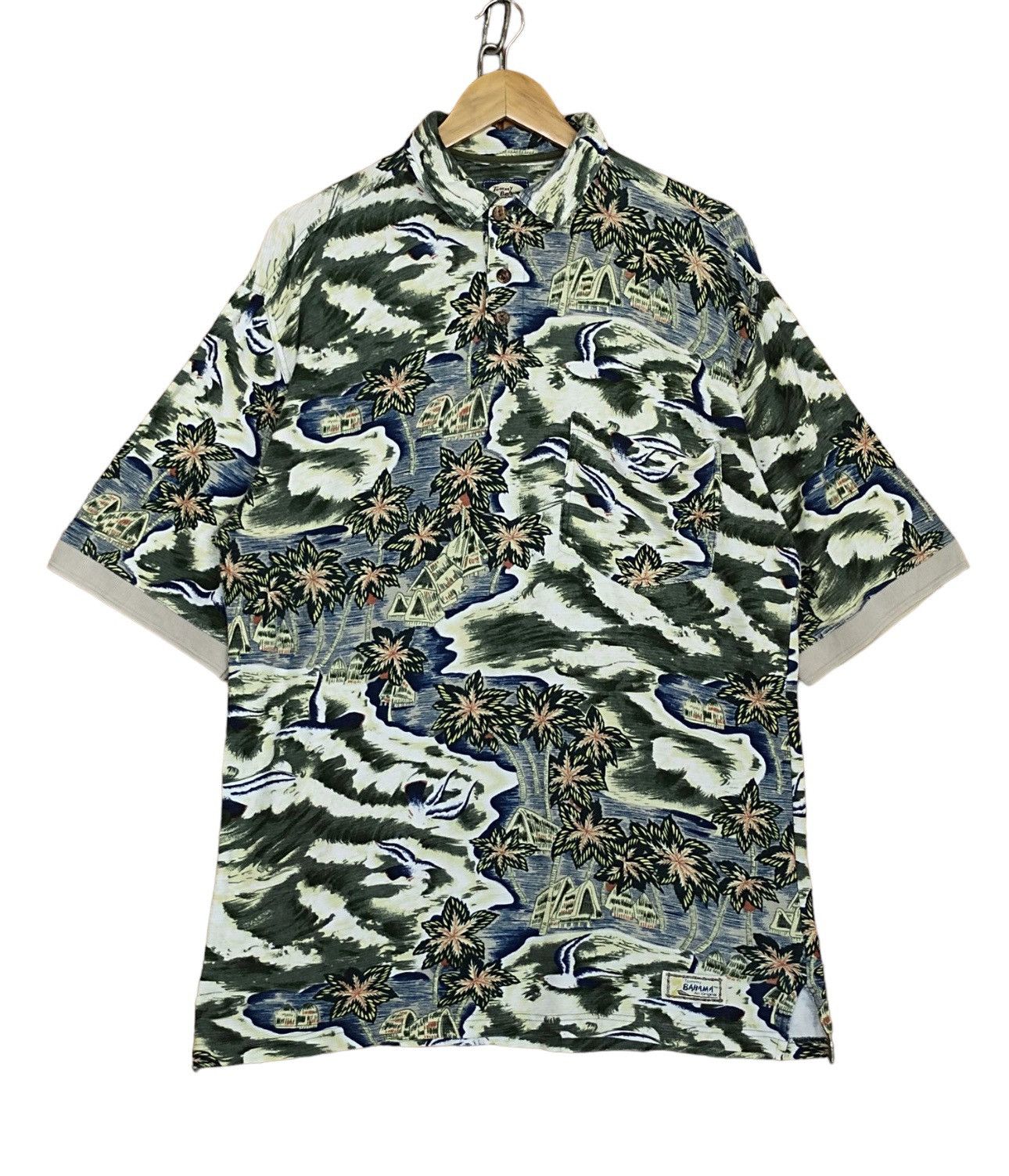 Vintage 90s TOMMY BAHAMA All Overprint Hawaiian Polo Shirt